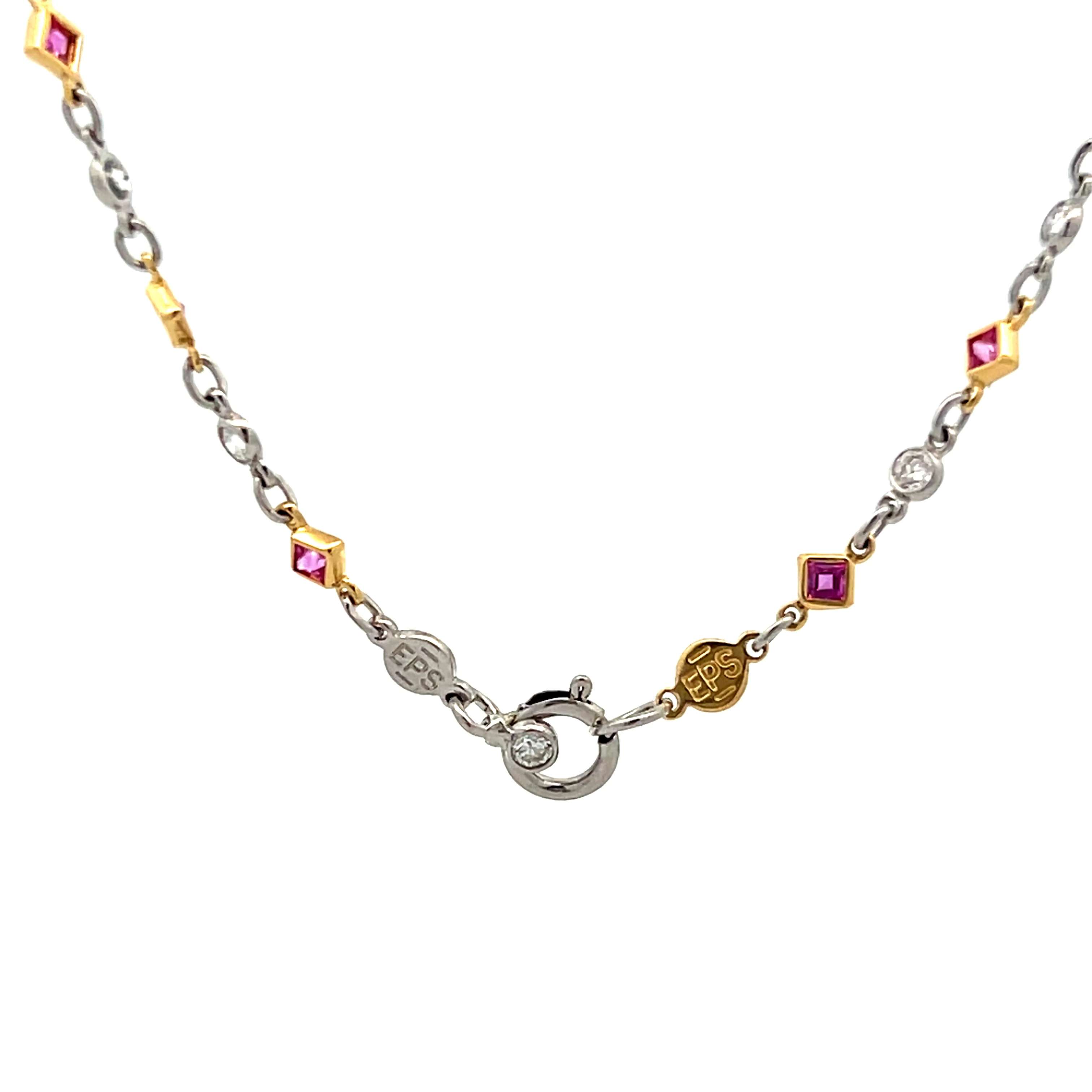 1.50 Pink Sapphire & Diamond Necklace in Platinum/18k - Image 4