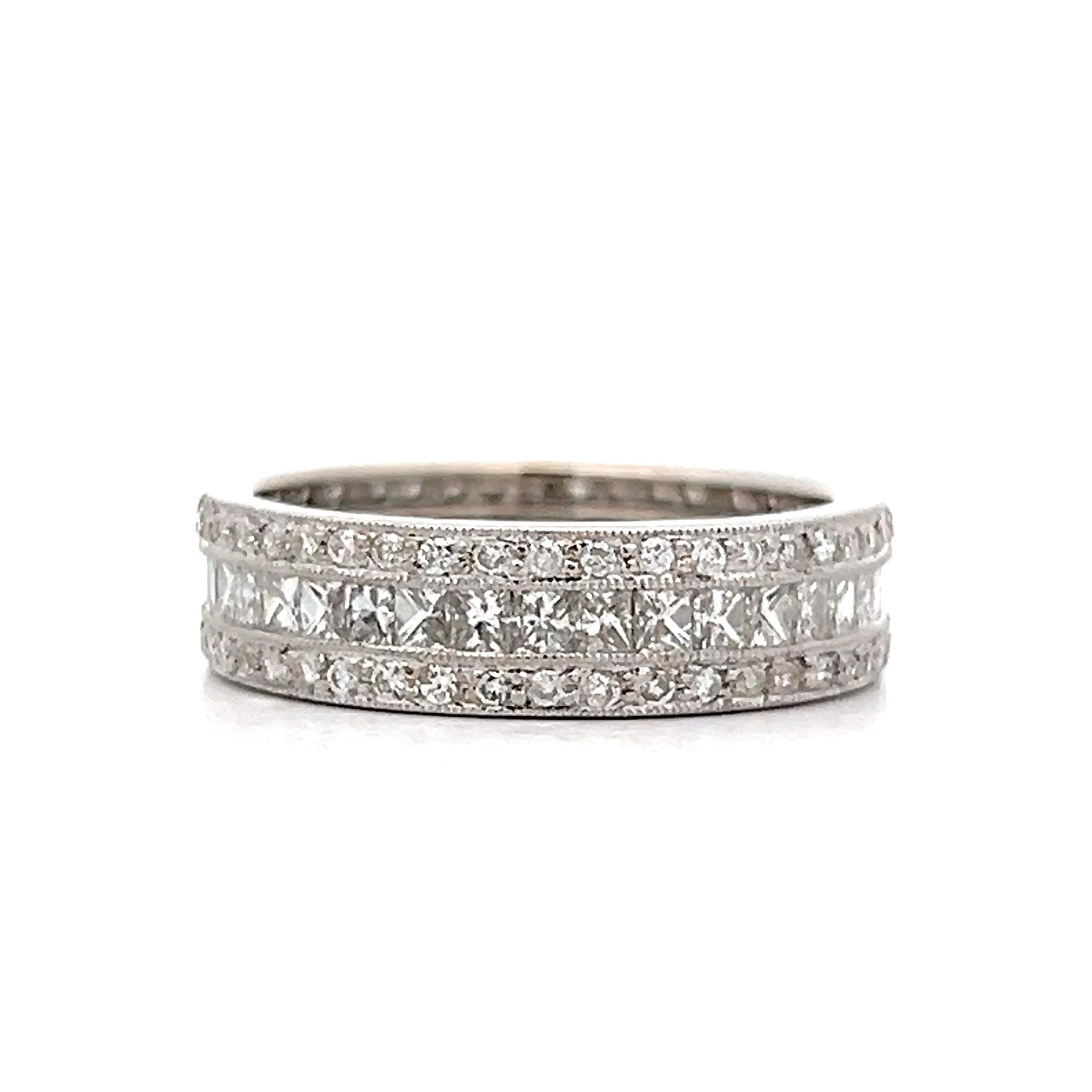 1.50 Princess & Round Diamond Band in 14k White Gold - Image 3