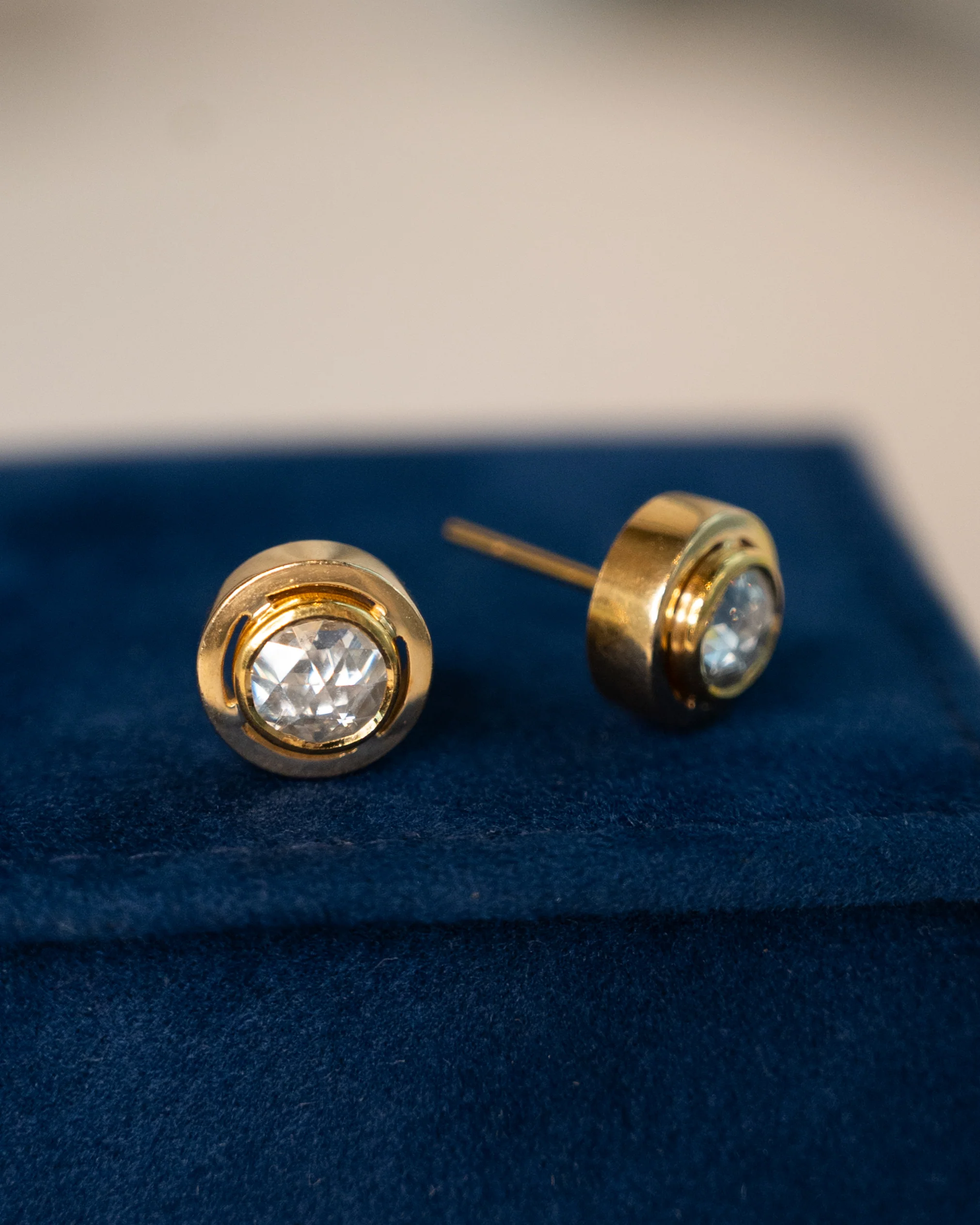 1.50 Rose Cut Diamond Stud Earrings 18k Yellow Gold - Image 4