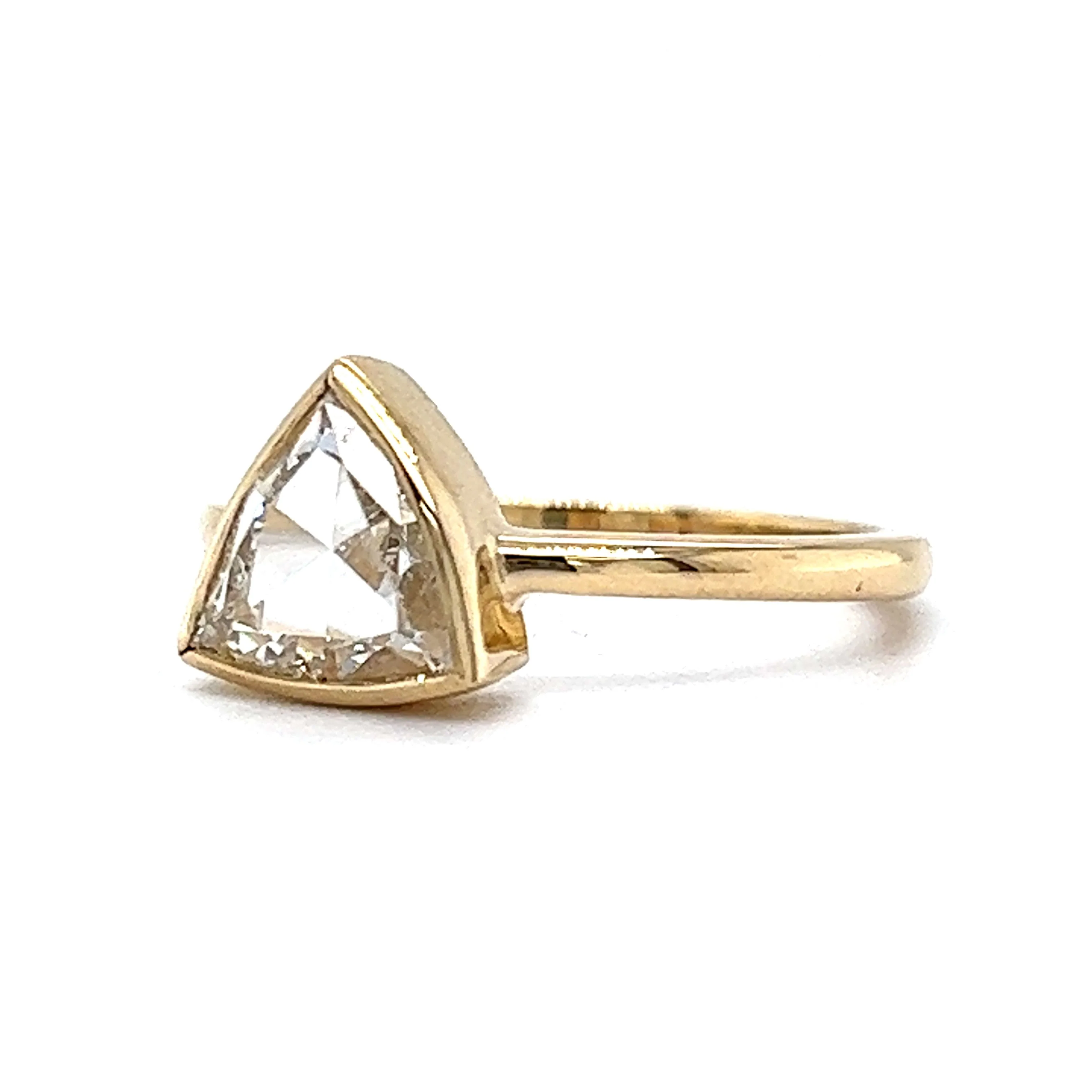 1.50 Trillion Rose Cut Diamond Engagement Ring in 14k Yellow Gold - Image 2