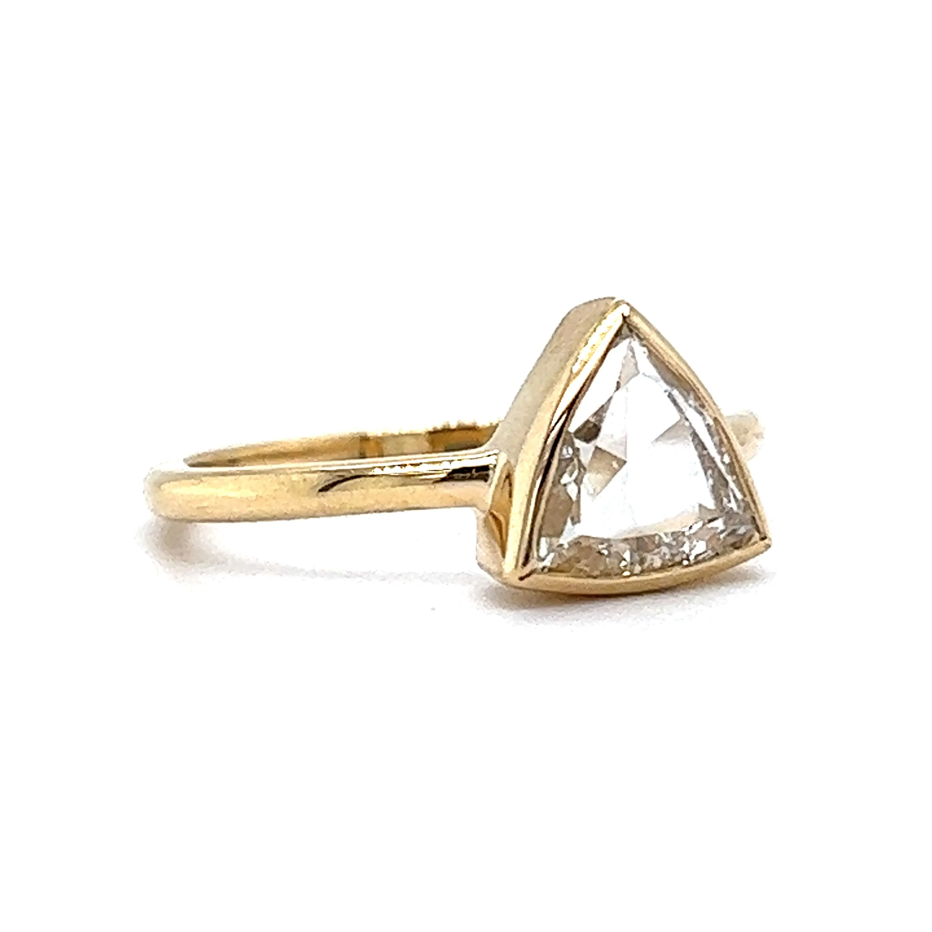 1.50 Trillion Rose Cut Diamond Engagement Ring in 14k Yellow Gold - Image 3