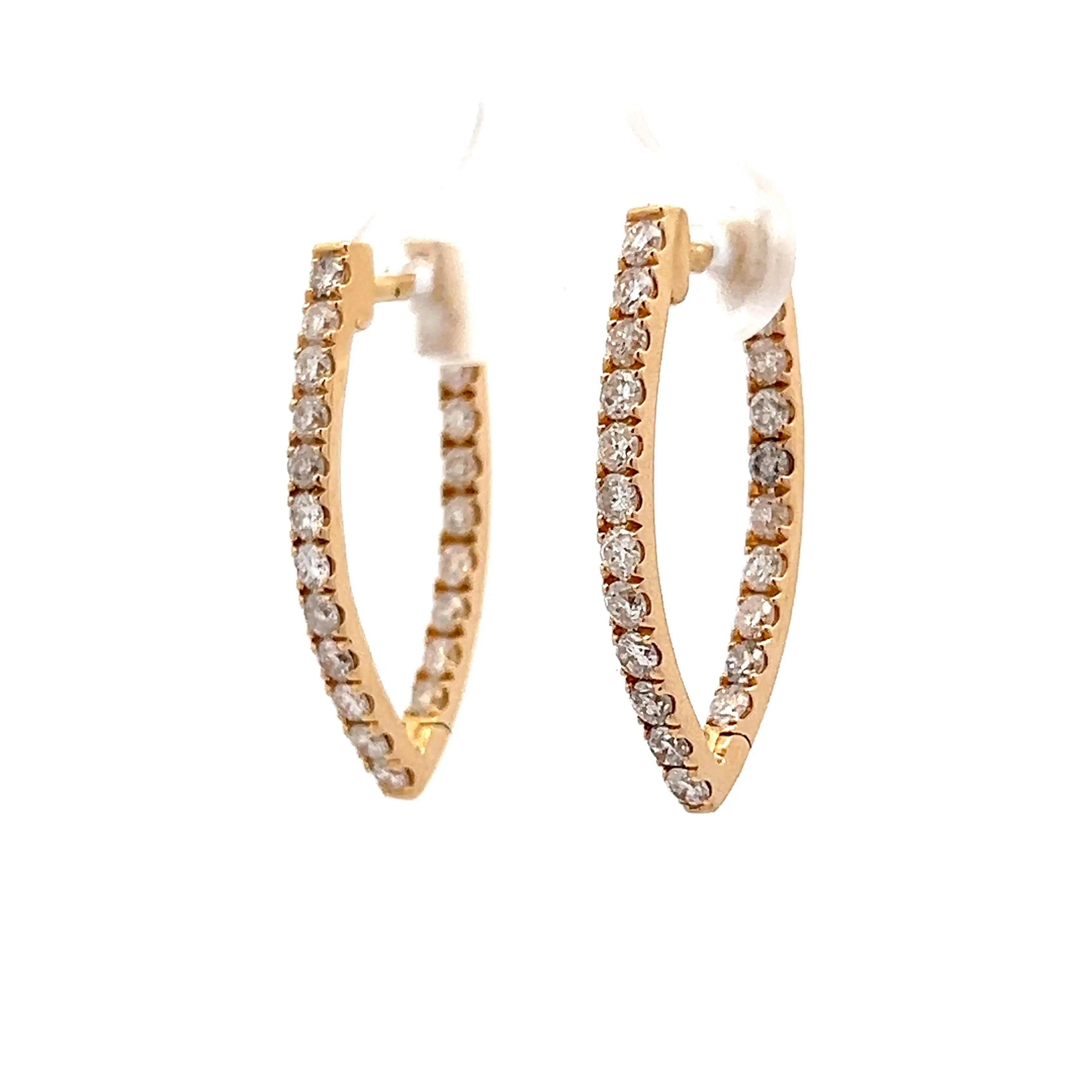 1.50 V Shaped Inside-Out Diamond Hoop Earrings in 14k - Image 2