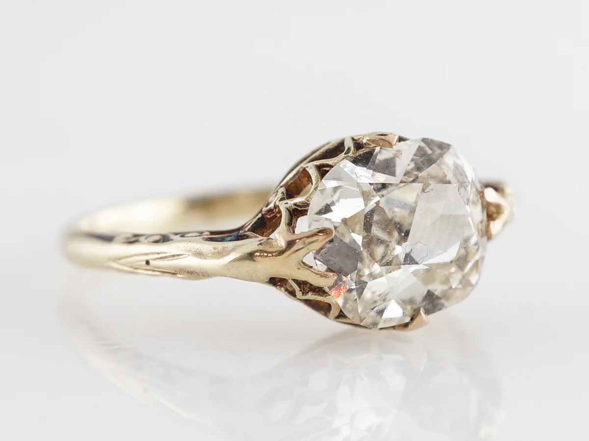 1.50 Victorian GIA Diamond Engagement Ring in 14K Yellow Gold - Image 3