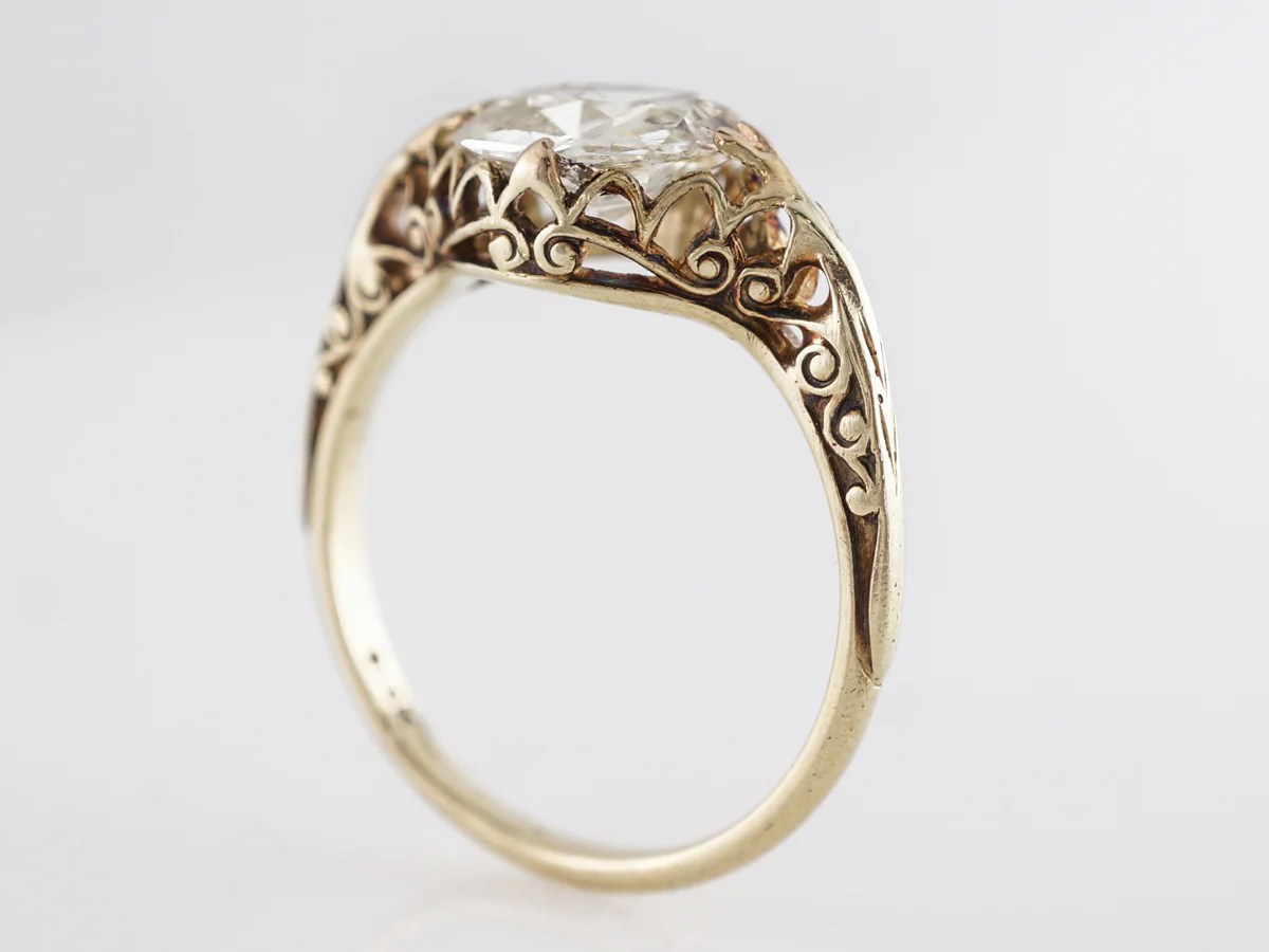 1.50 Victorian GIA Diamond Engagement Ring in 14K Yellow Gold - Image 5