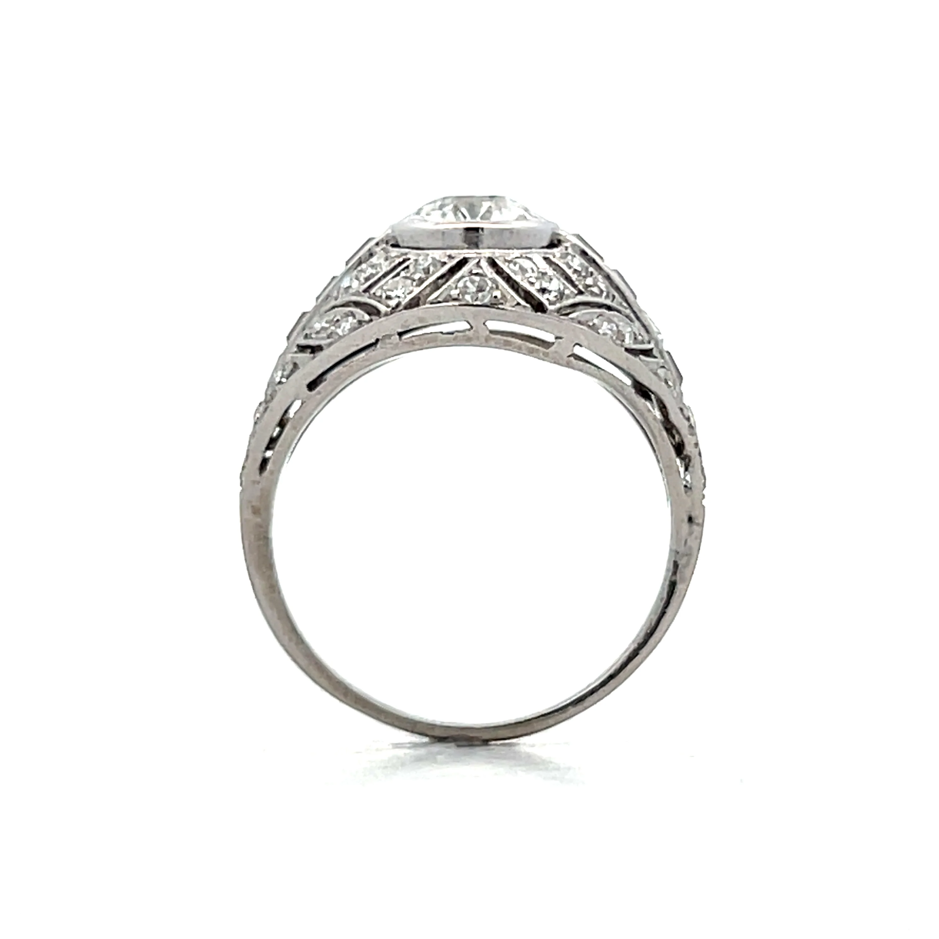 1.50 Vintage Deco Diamond Engagement Ring Platinum - Image 4
