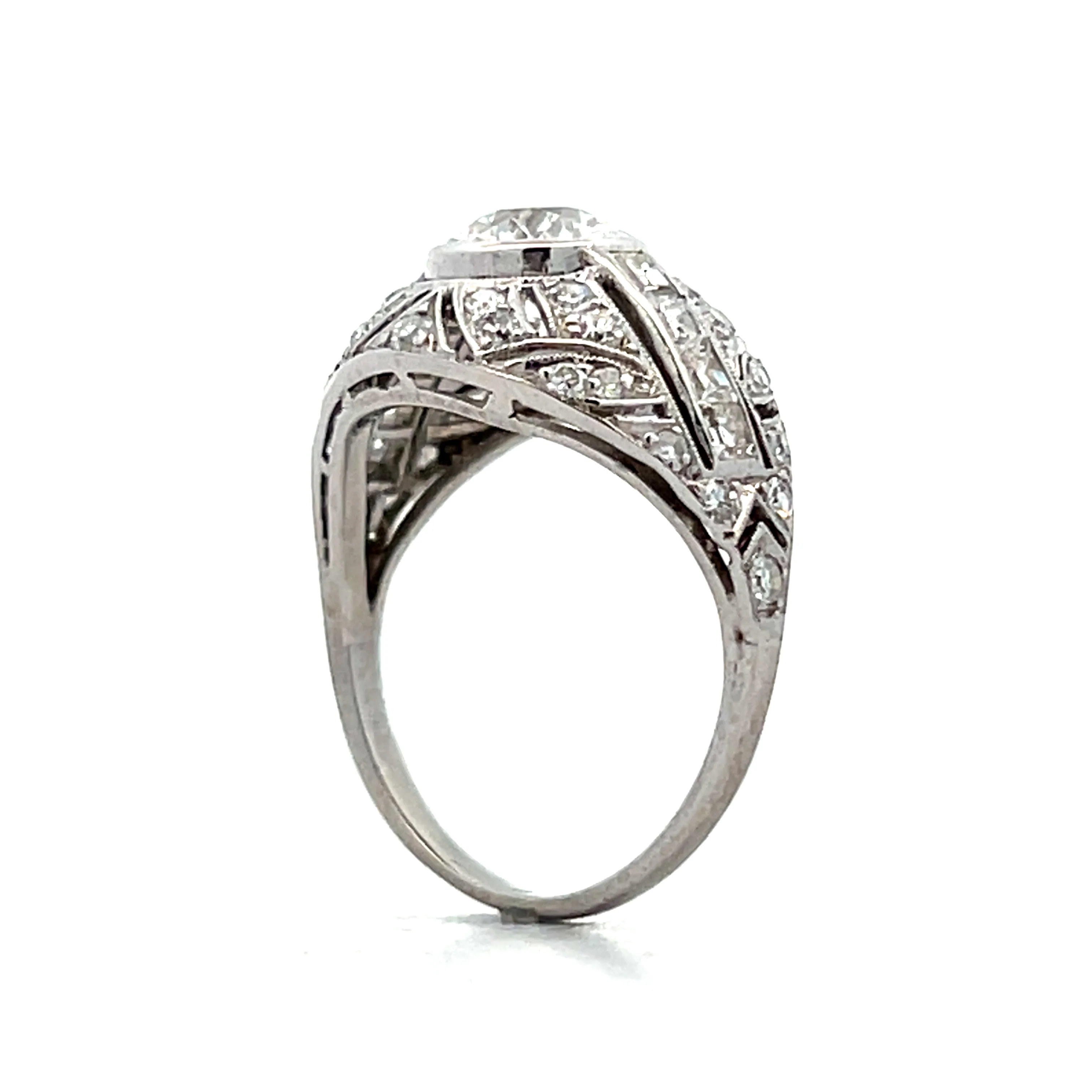 1.50 Vintage Deco Diamond Engagement Ring Platinum - Image 5