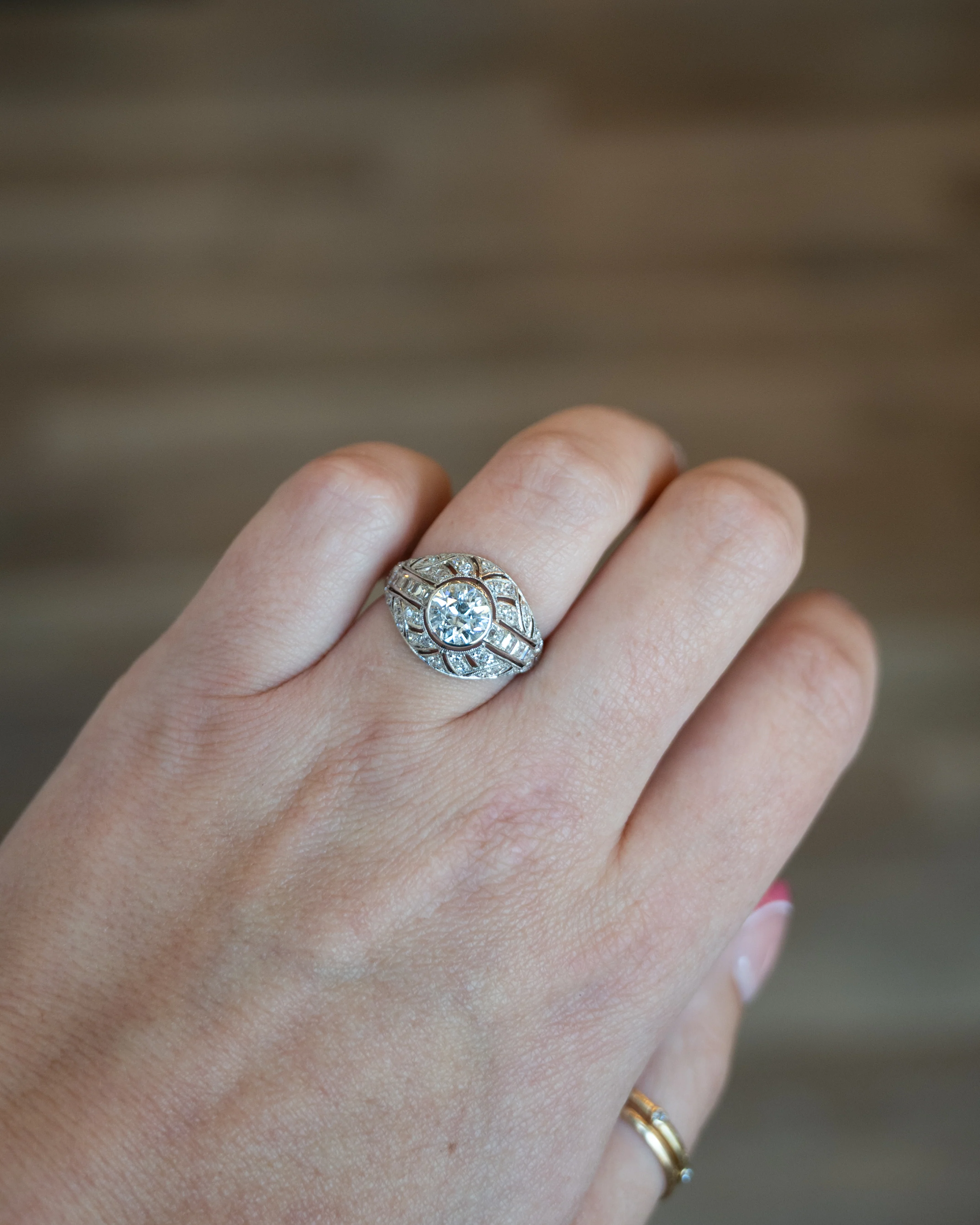 1.50 Vintage Deco Diamond Engagement Ring Platinum - Image 7