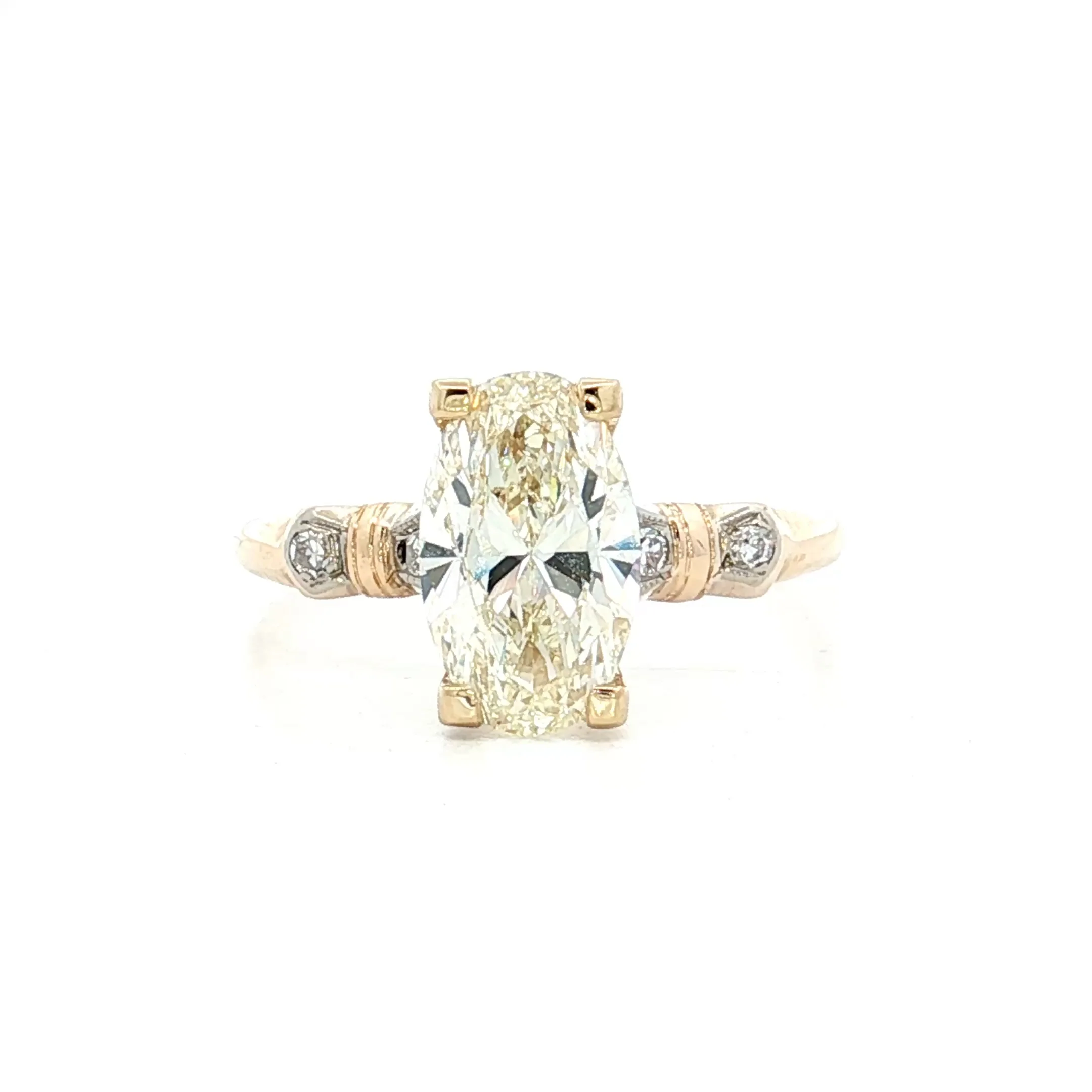 1.50 Vintage Oval Diamond Engagement Ring in 14k