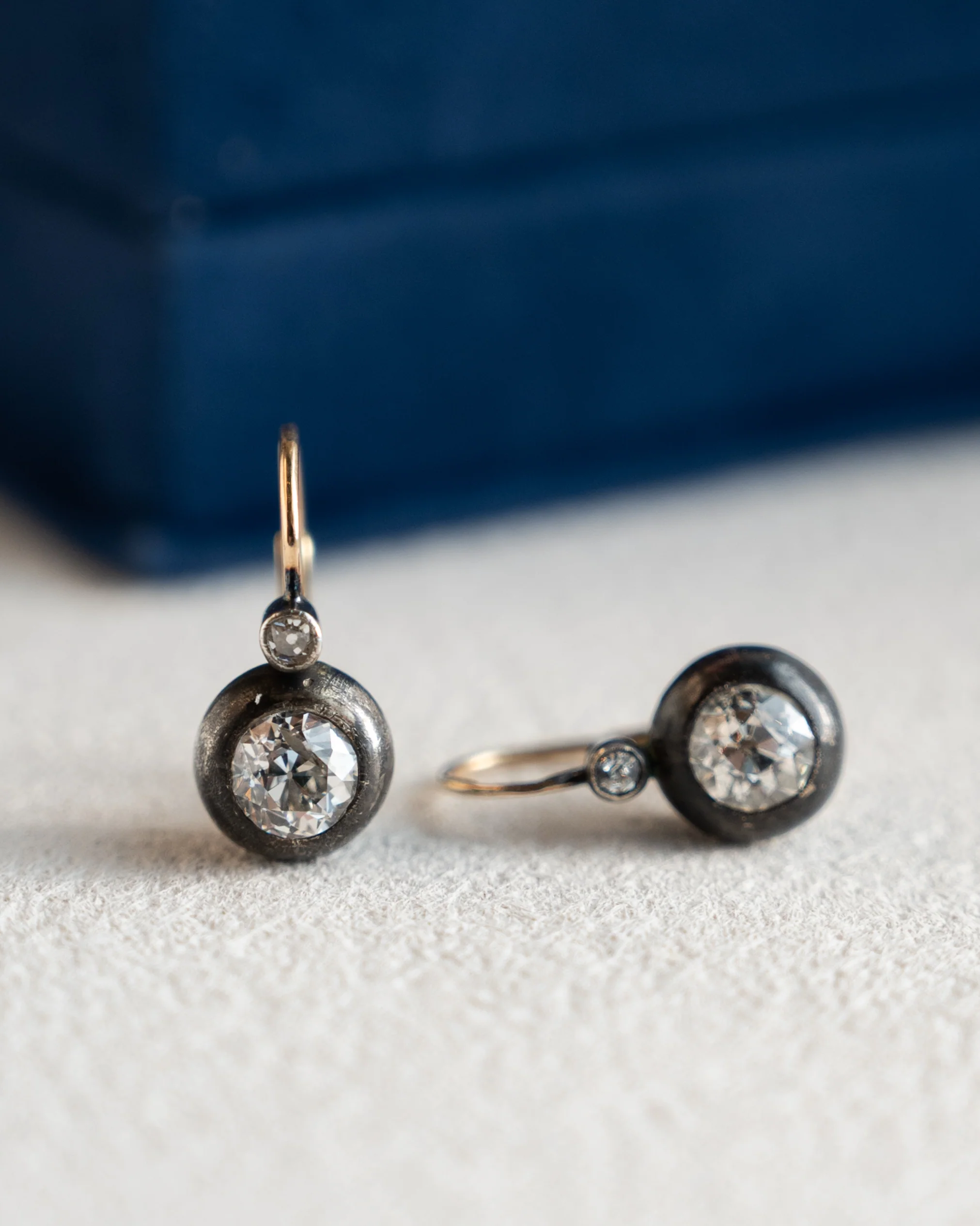 1.51 Antique Old Mine Cut Diamond Drop Earrings 14k/Sterling - Image 4