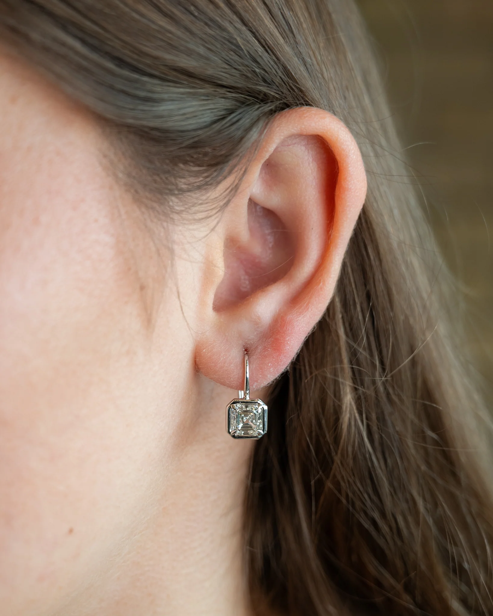 1.51 Asscher Diamond Drop Earrings in 18k - Image 6