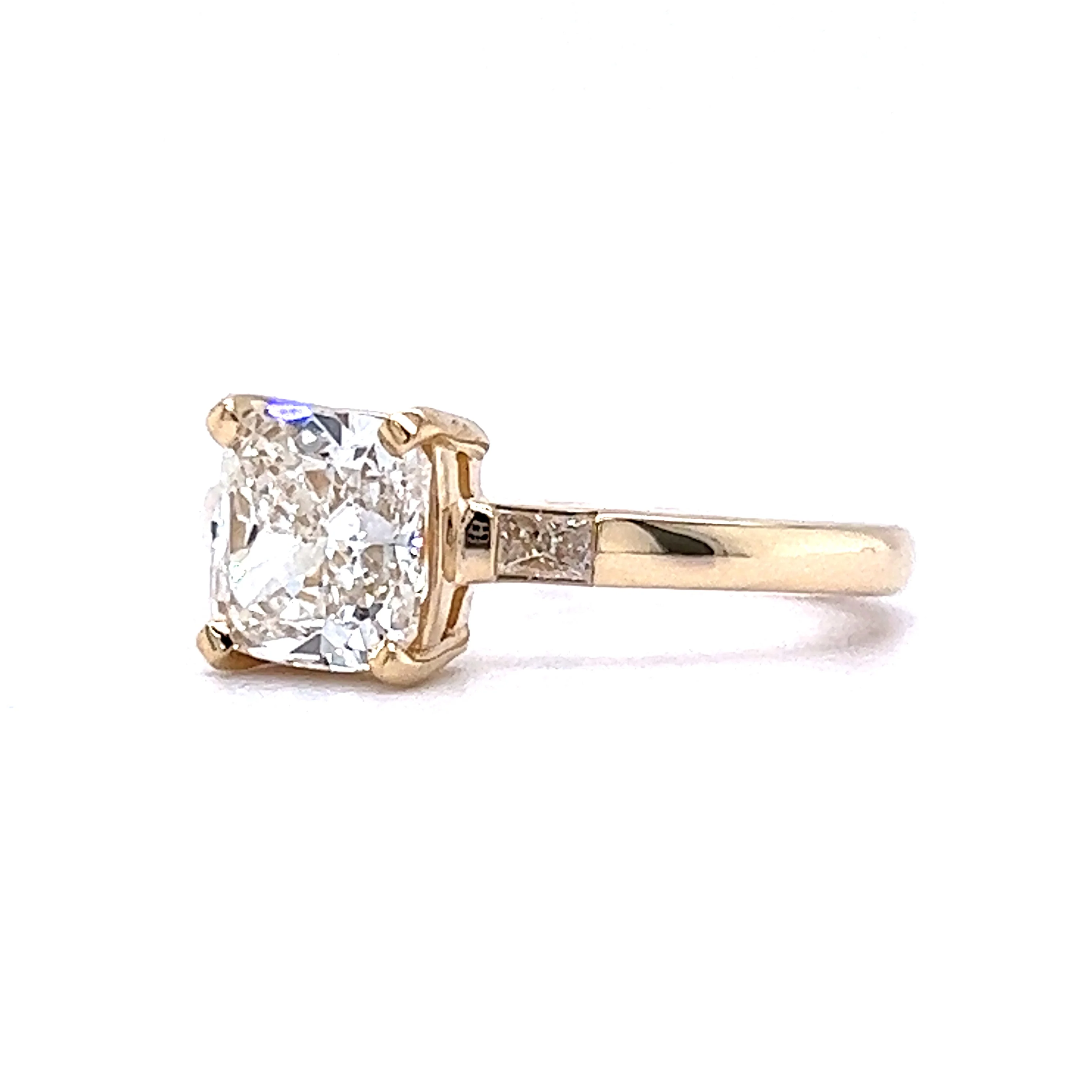 1.51 Cushion Cut Diamond Engagement Ring in 14k Yellow Gold - Image 2