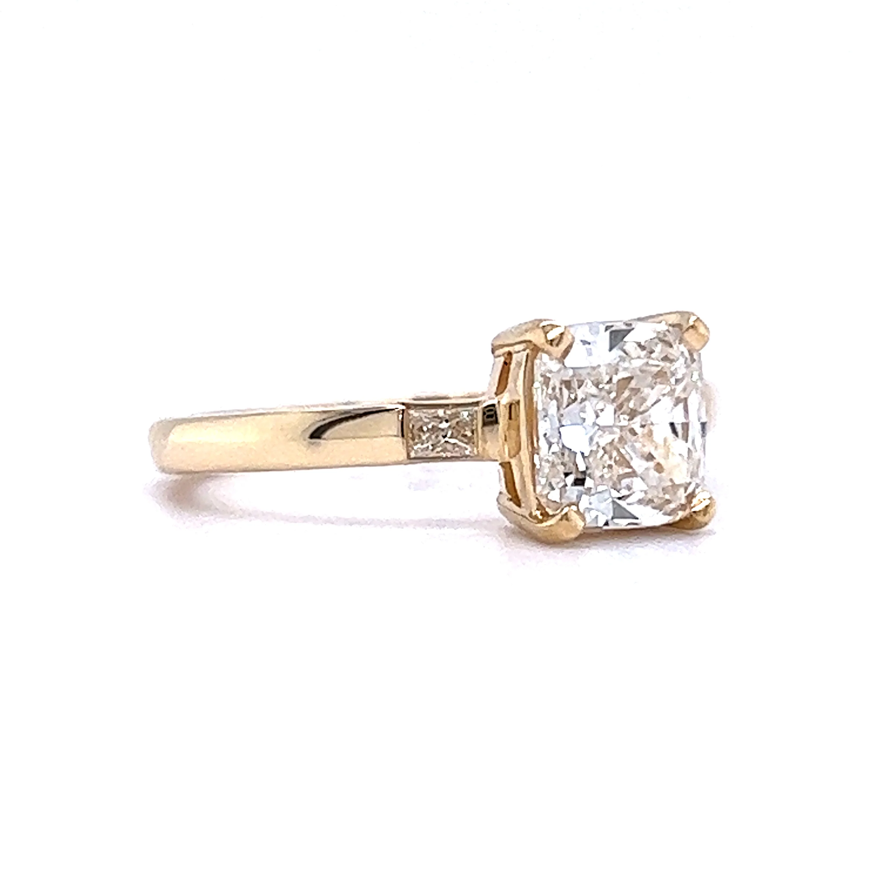 1.51 Cushion Cut Diamond Engagement Ring in 14k Yellow Gold - Image 3