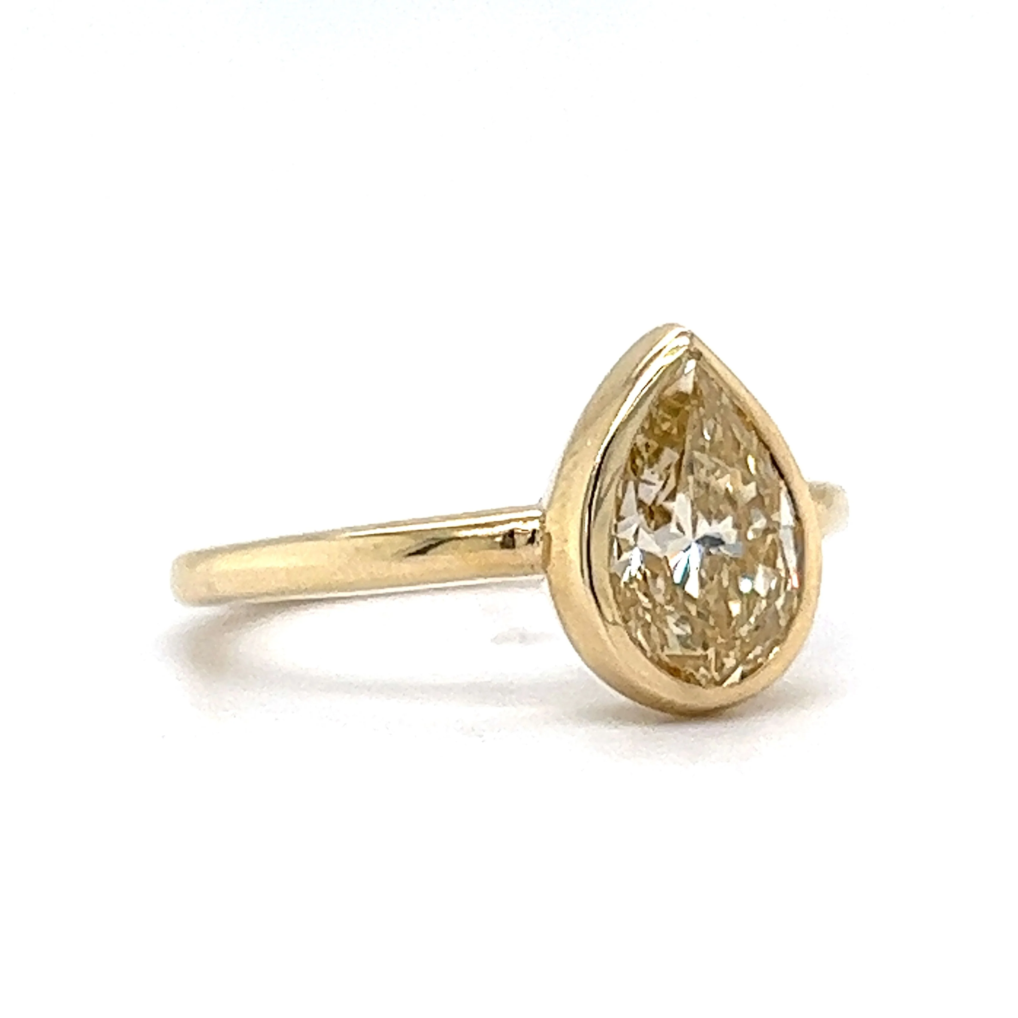1.51 Light Yellow Pear Cut Diamond Engagement Ring in 14k Yellow Gold - Image 3