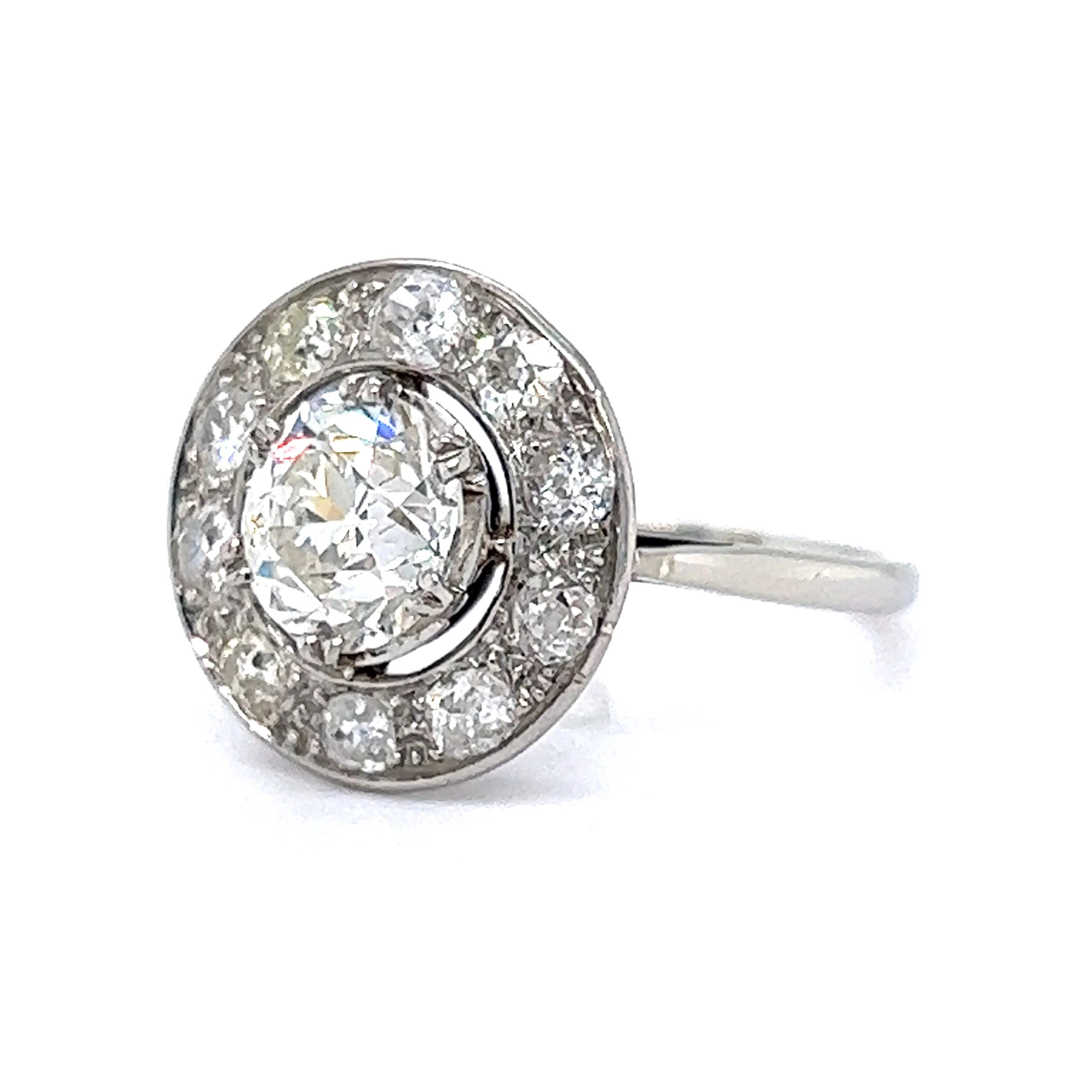 1.51 Old European Diamond Halo Ring in Platinum & White Gold - Image 2
