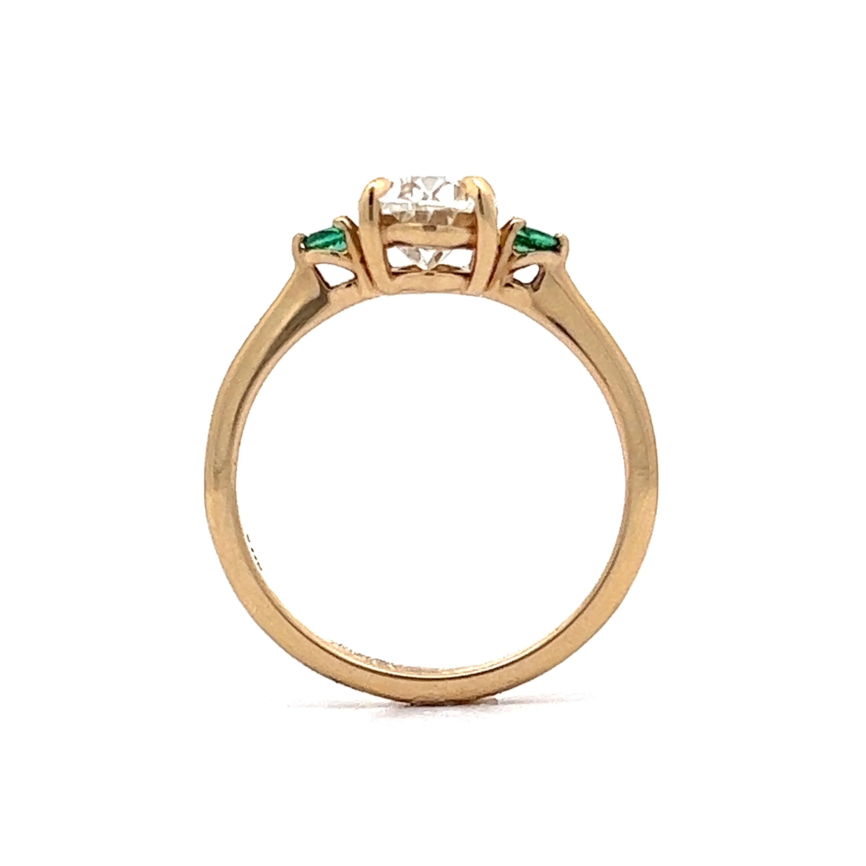 1.51 Oval Cut Diamond Engagement Ring w/ Emerald Accents - Image 4