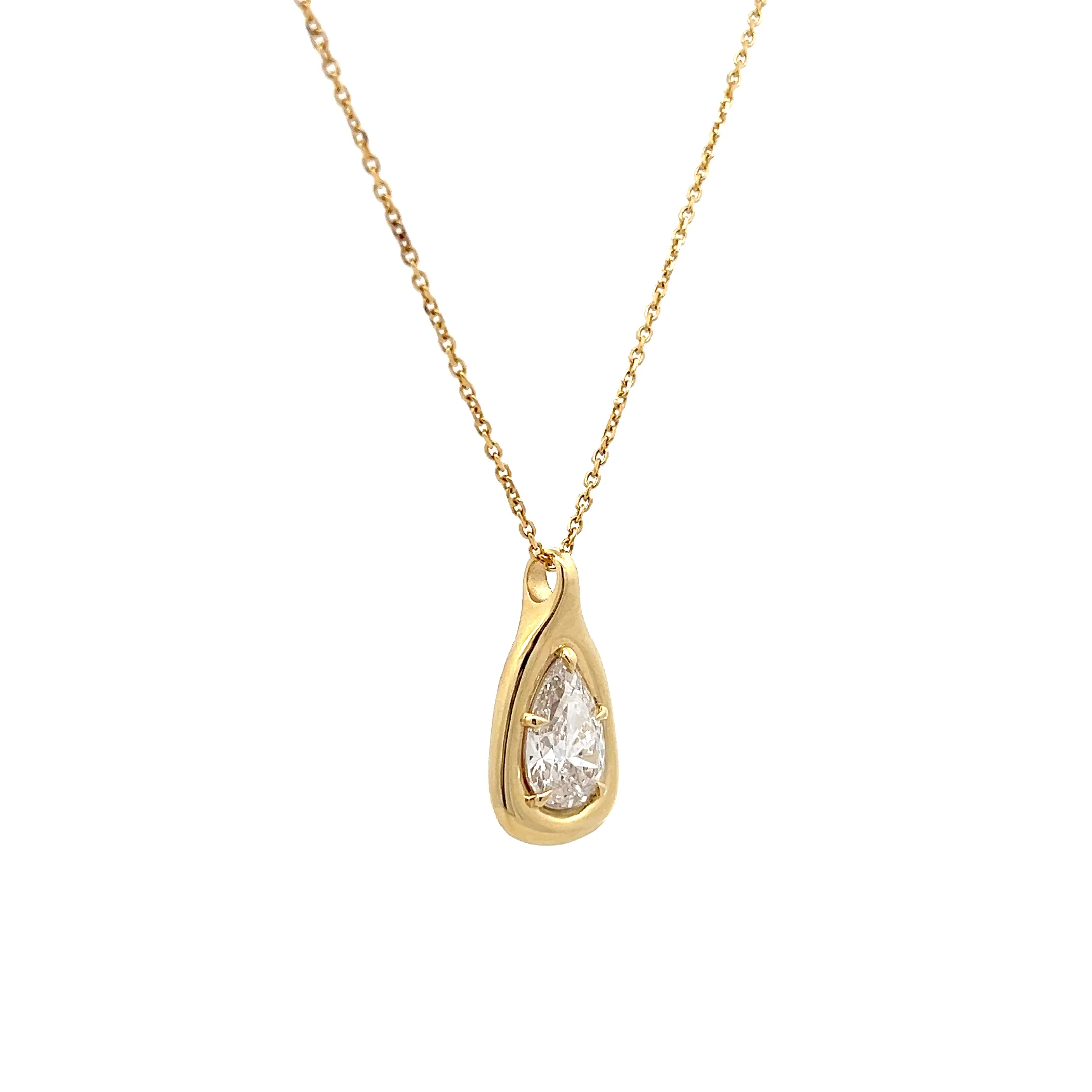 1.51 Pear Cut Diamond Necklace in 18k Yellow Gold - Image 3