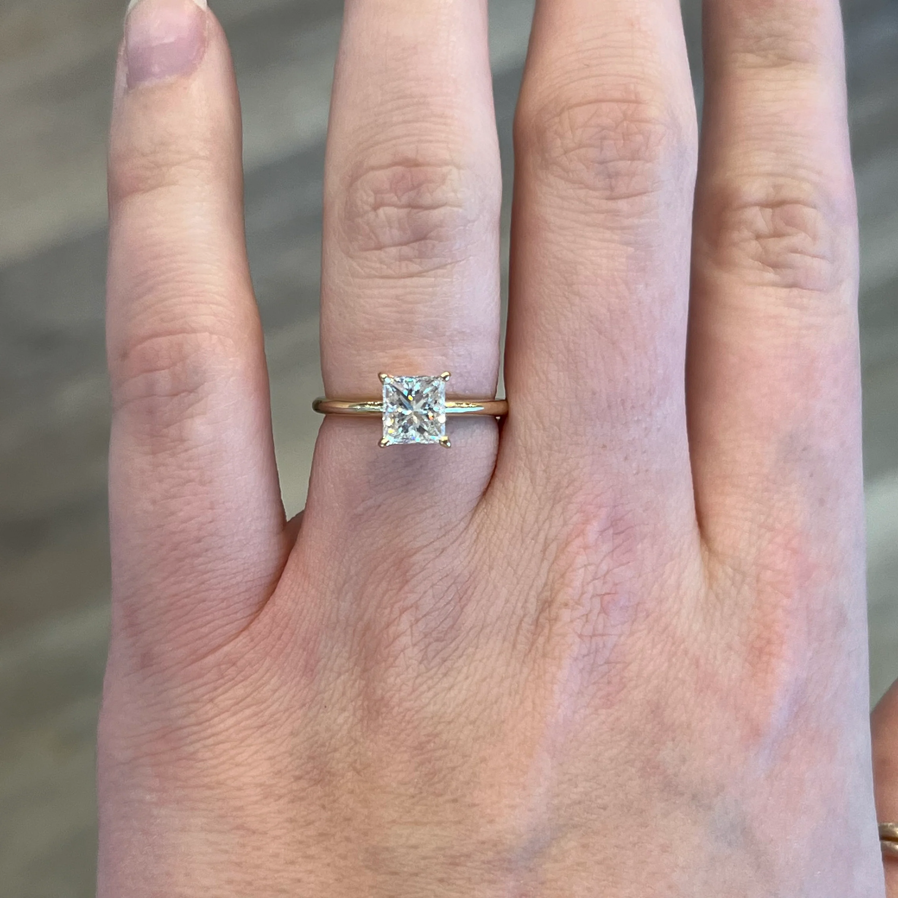 1.51 Solitaire Princess Cut Diamond Engagement Ring in 14k Gold - Image 6