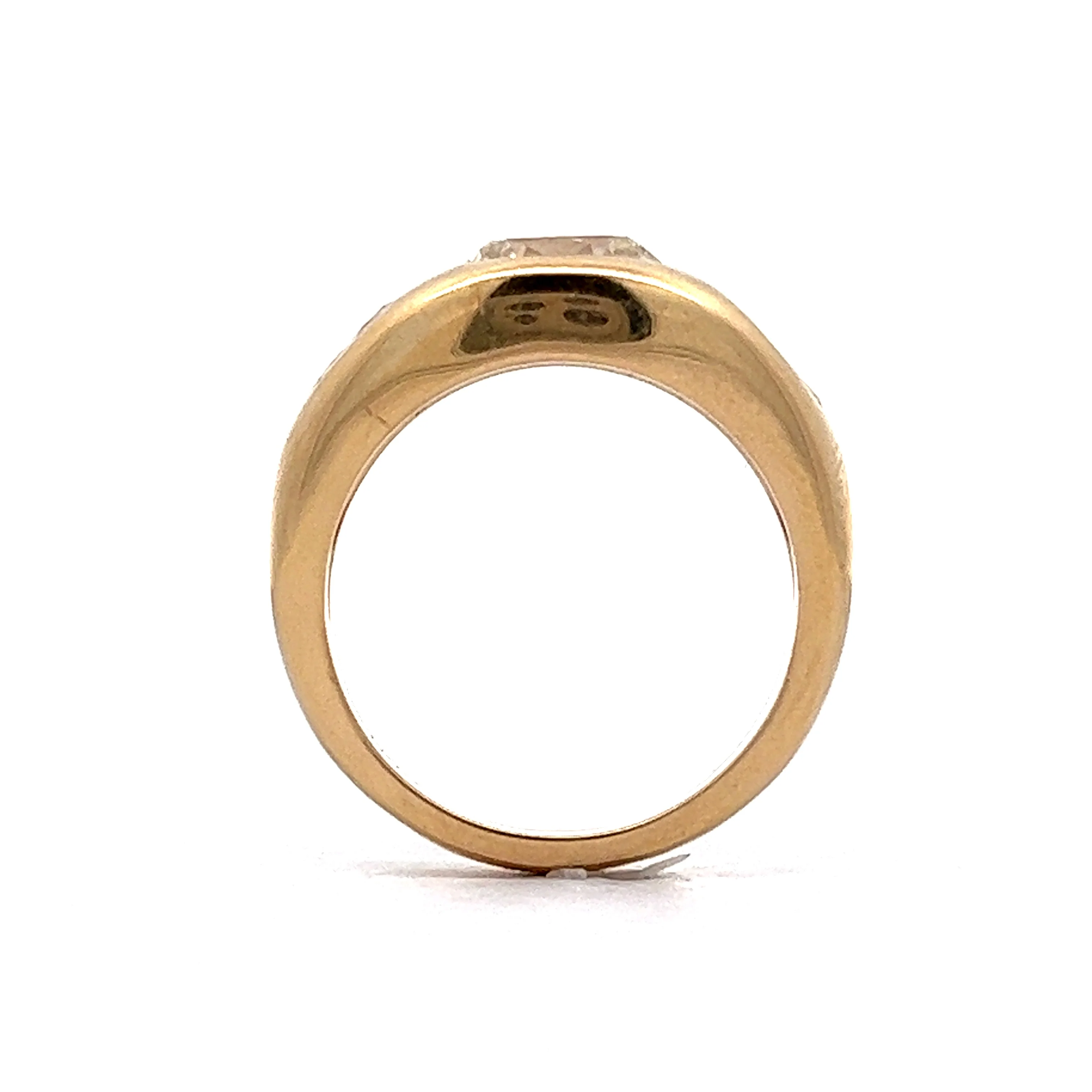 1.51 Three Stone Flush Set Diamond Cocktail Ring 14k Yellow Gold - Image 4