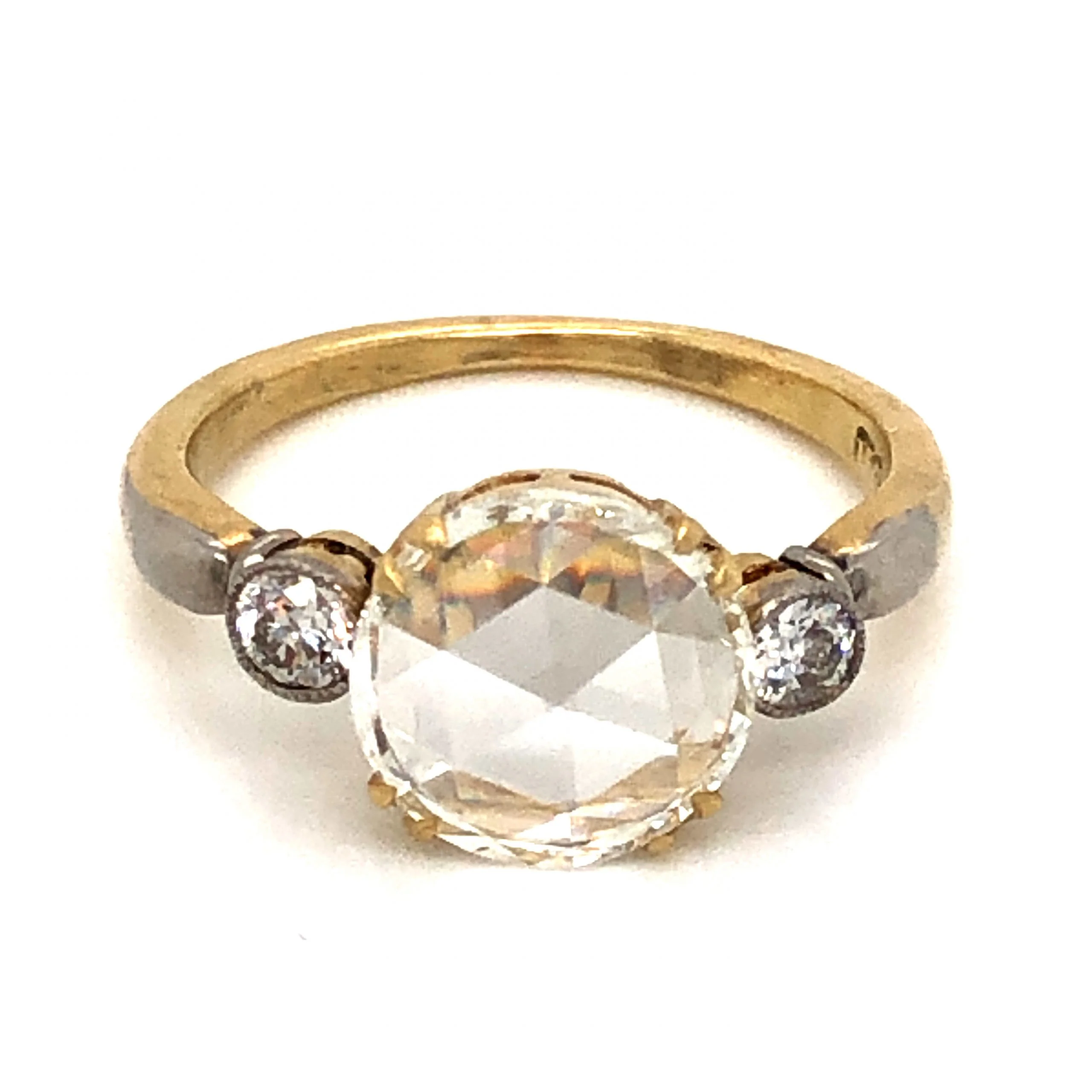 1.51 Victorian Rose Cut Diamond Engagement Ring in Yellow Gold - Image 2