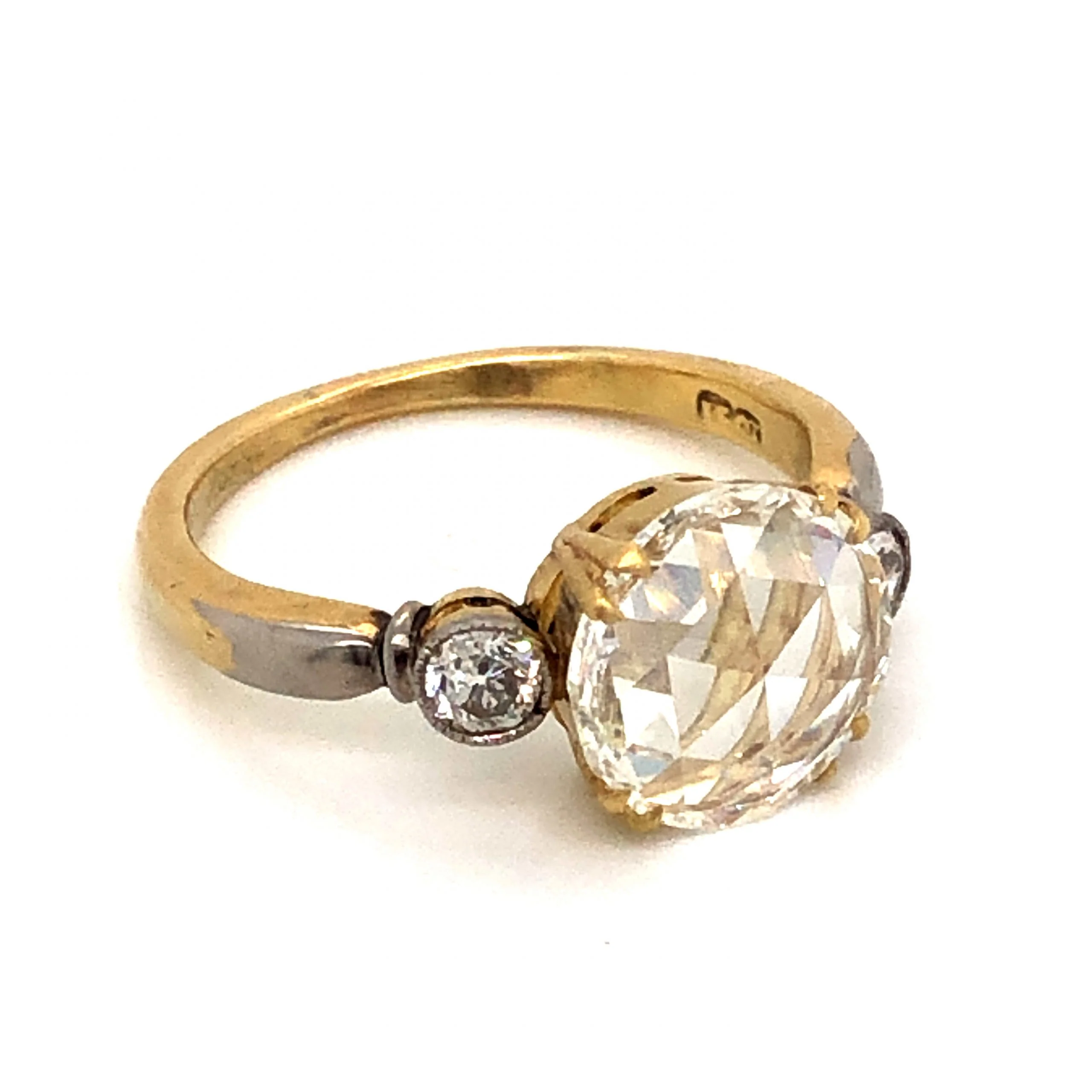 1.51 Victorian Rose Cut Diamond Engagement Ring in Yellow Gold - Image 3