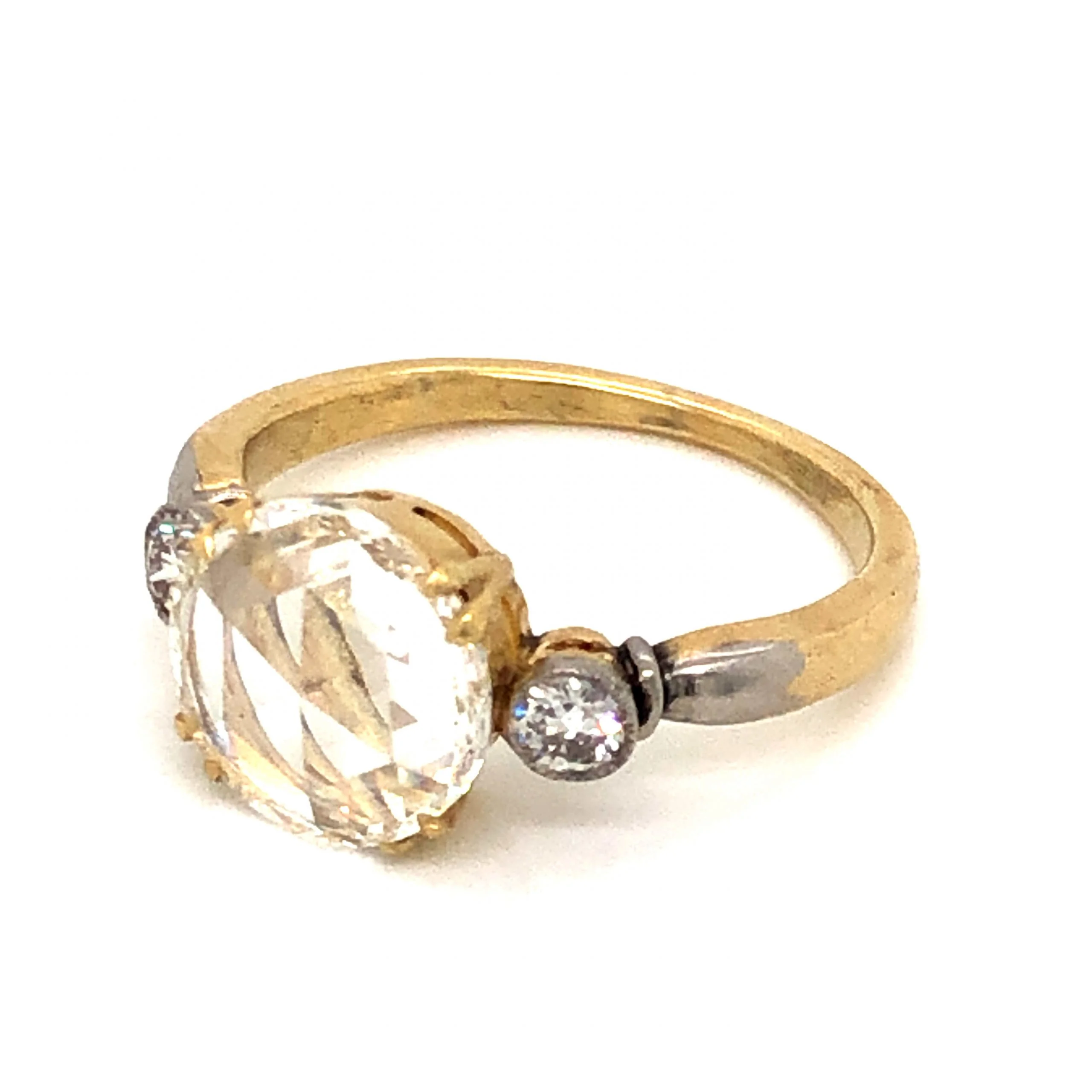 1.51 Victorian Rose Cut Diamond Engagement Ring in Yellow Gold - Image 4