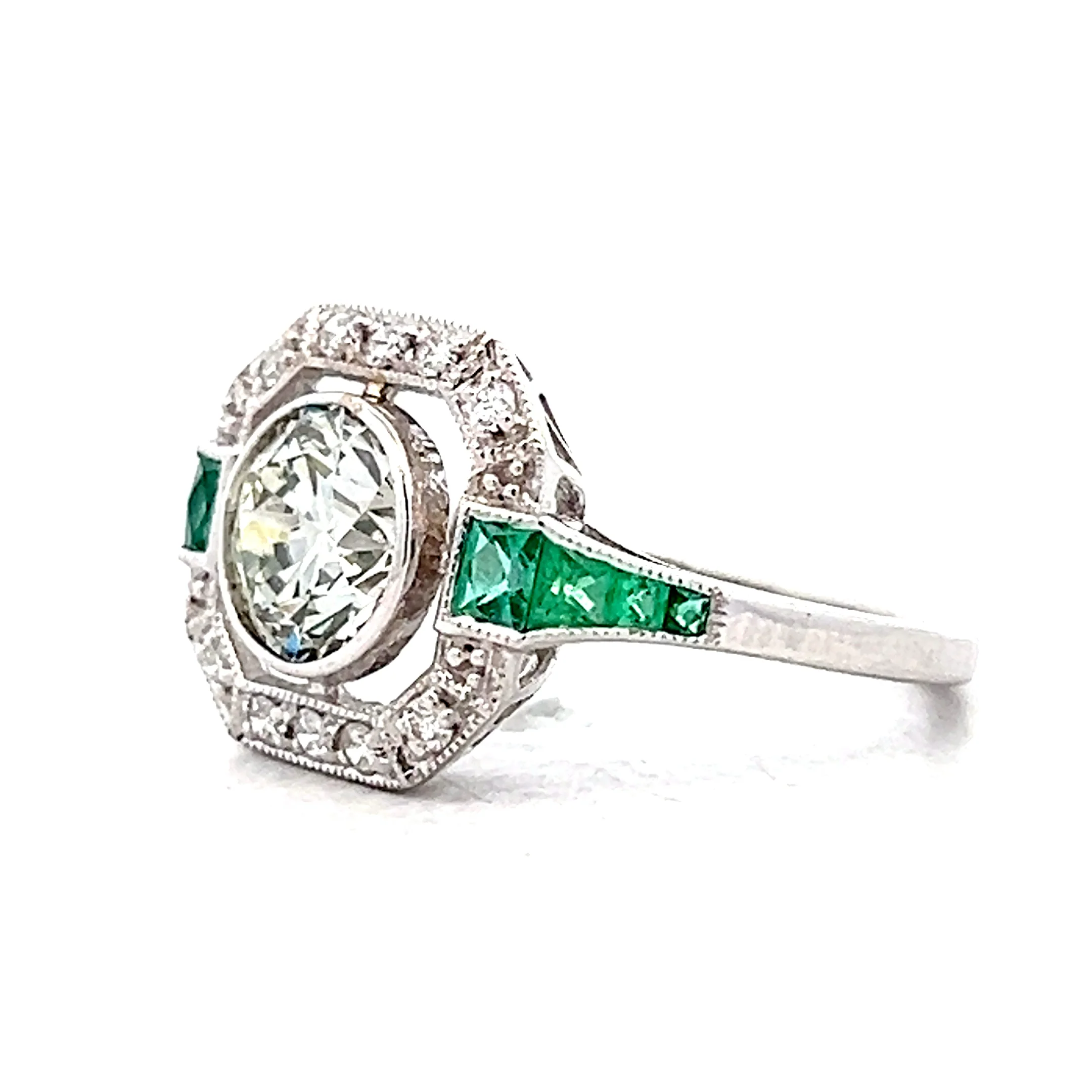1.51 Vintage Deco Transitional Diamond Engagement Ring 18k - Image 2