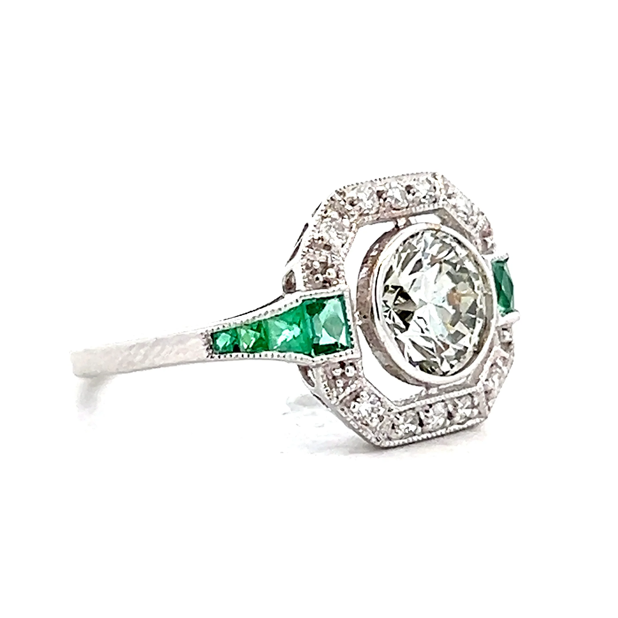 1.51 Vintage Deco Transitional Diamond Engagement Ring 18k - Image 3