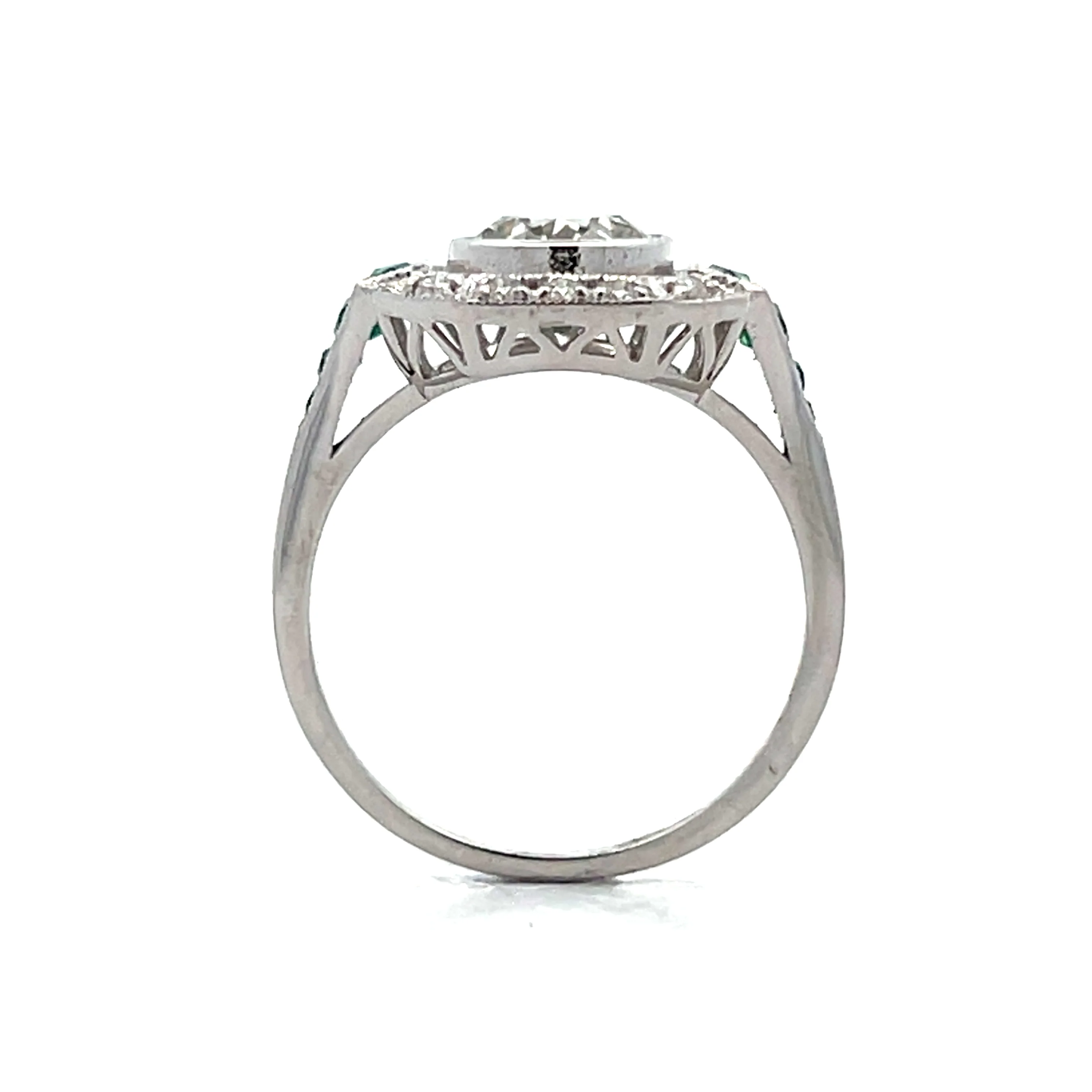 1.51 Vintage Deco Transitional Diamond Engagement Ring 18k - Image 4