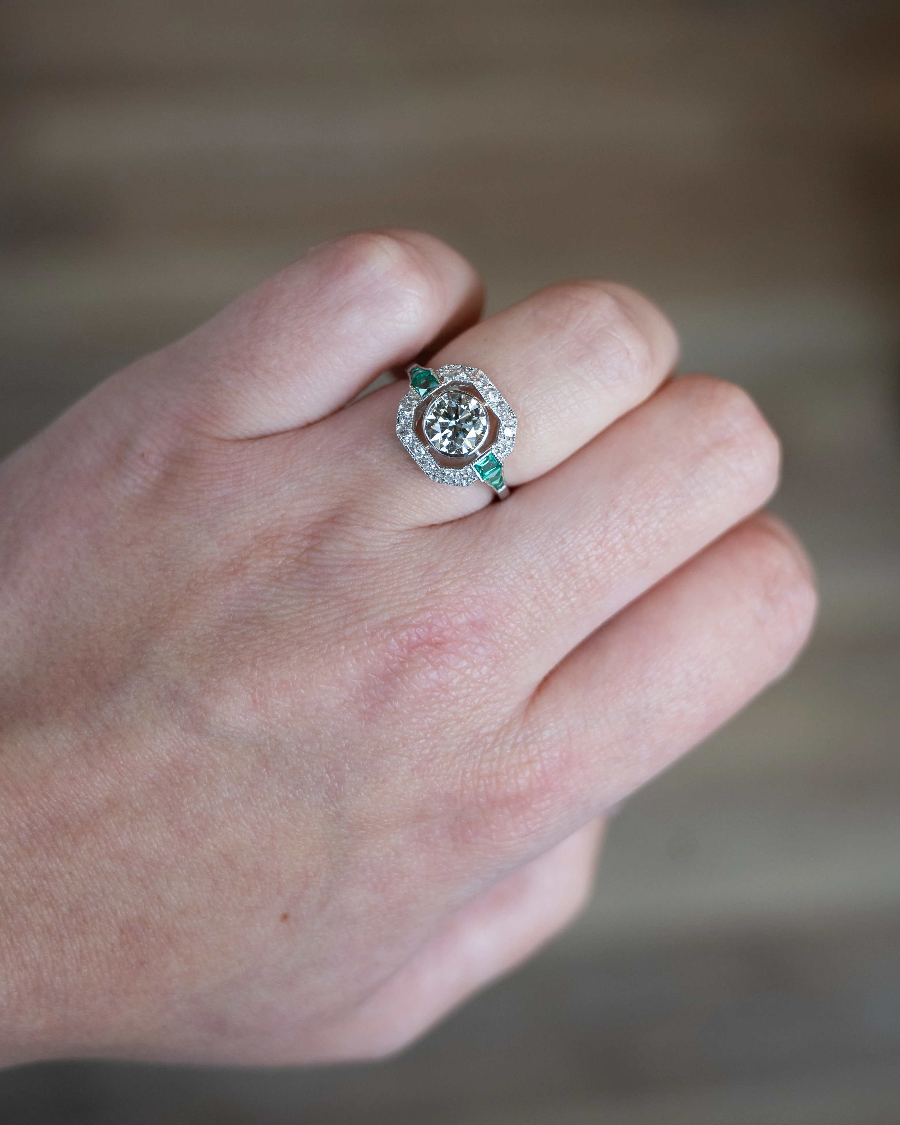 1.51 Vintage Deco Transitional Diamond Engagement Ring 18k - Image 7