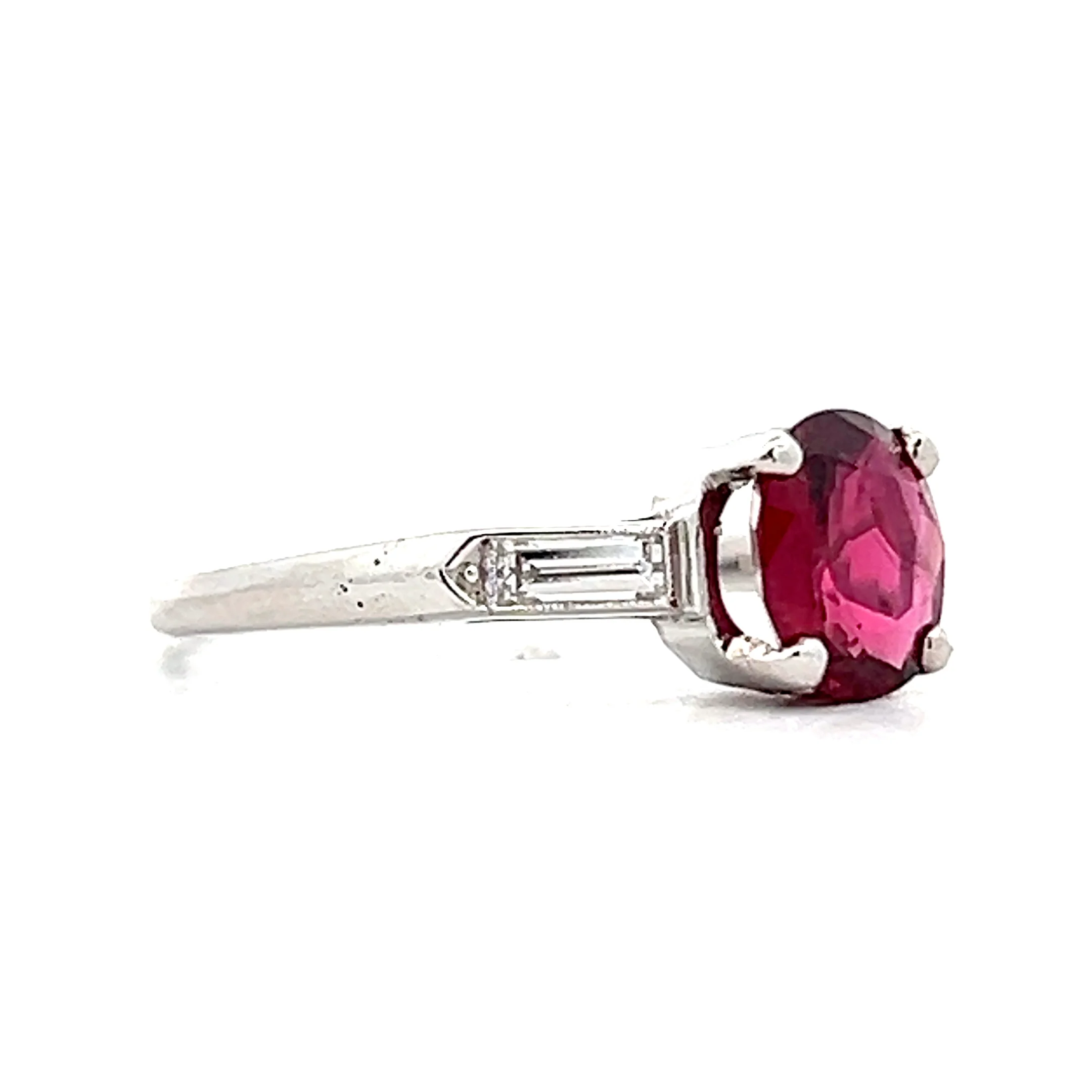 1.52 Antique Art Deco No Heat Ruby Engagement Ring - Image 3
