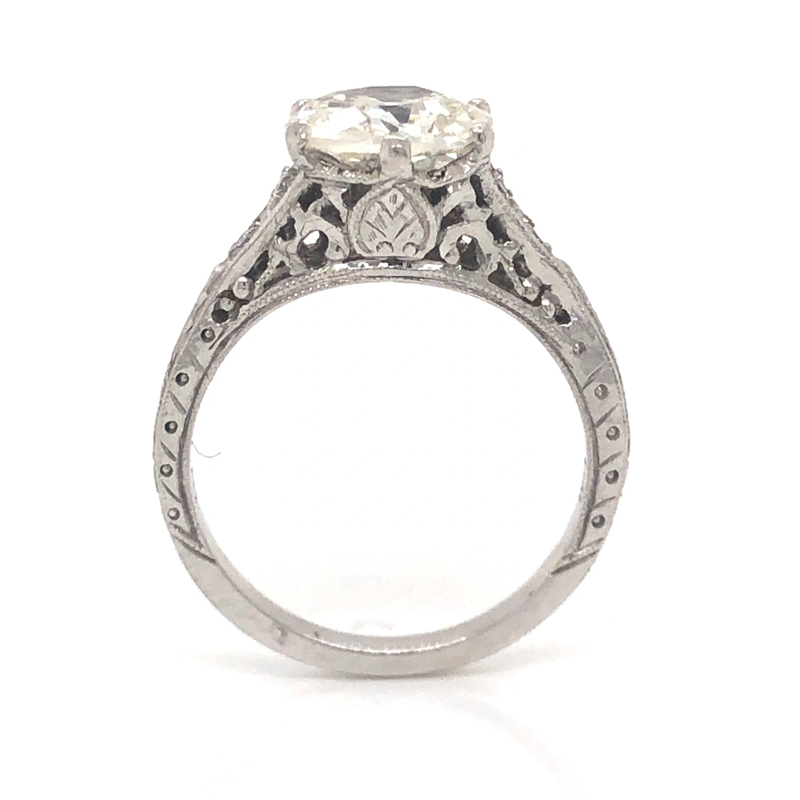 1.52 Art Deco Diamond Filigree Engagement Ring in Platinum - Image 4