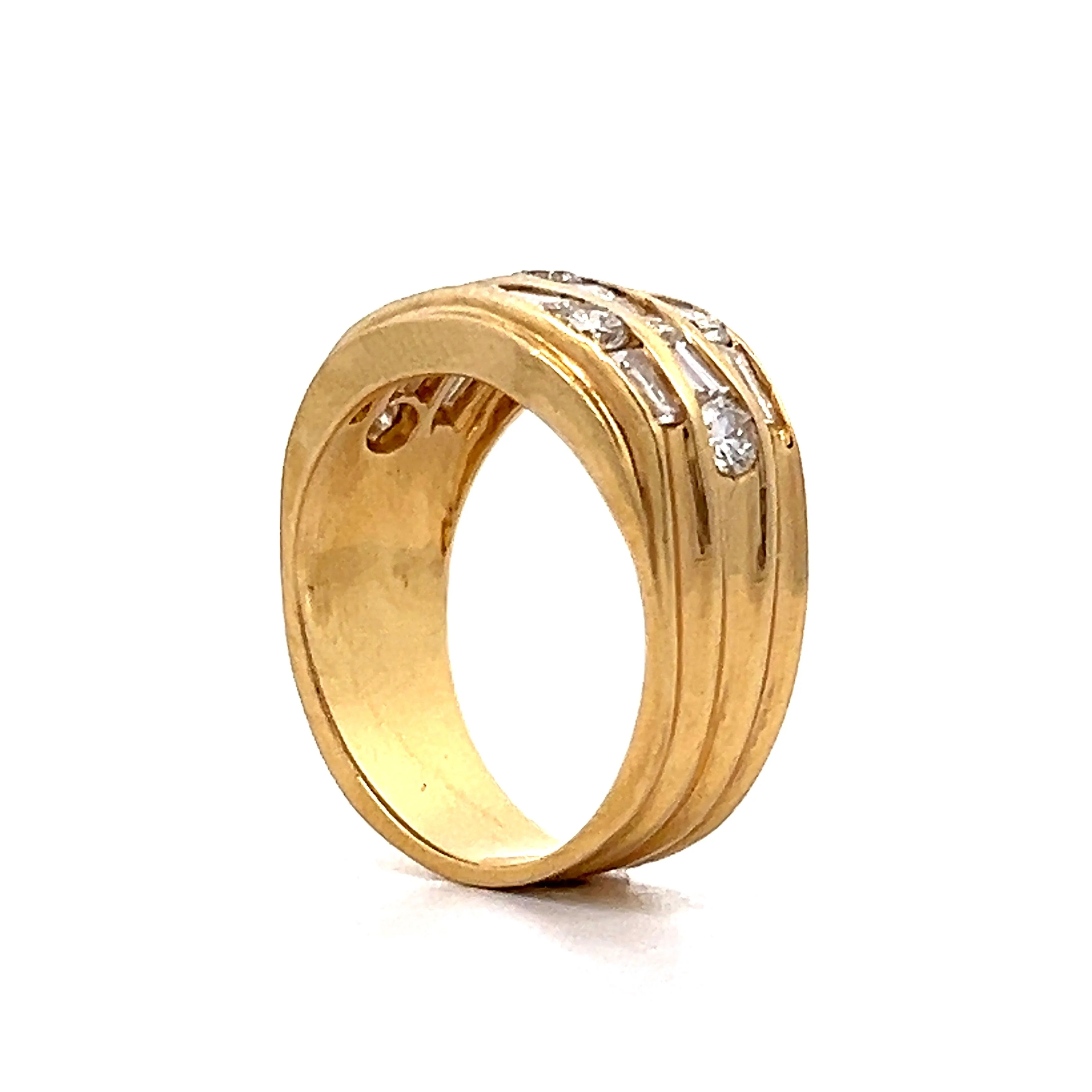 1.52 Baguette & Round Diamond Cocktail Ring in 18k - Image 5