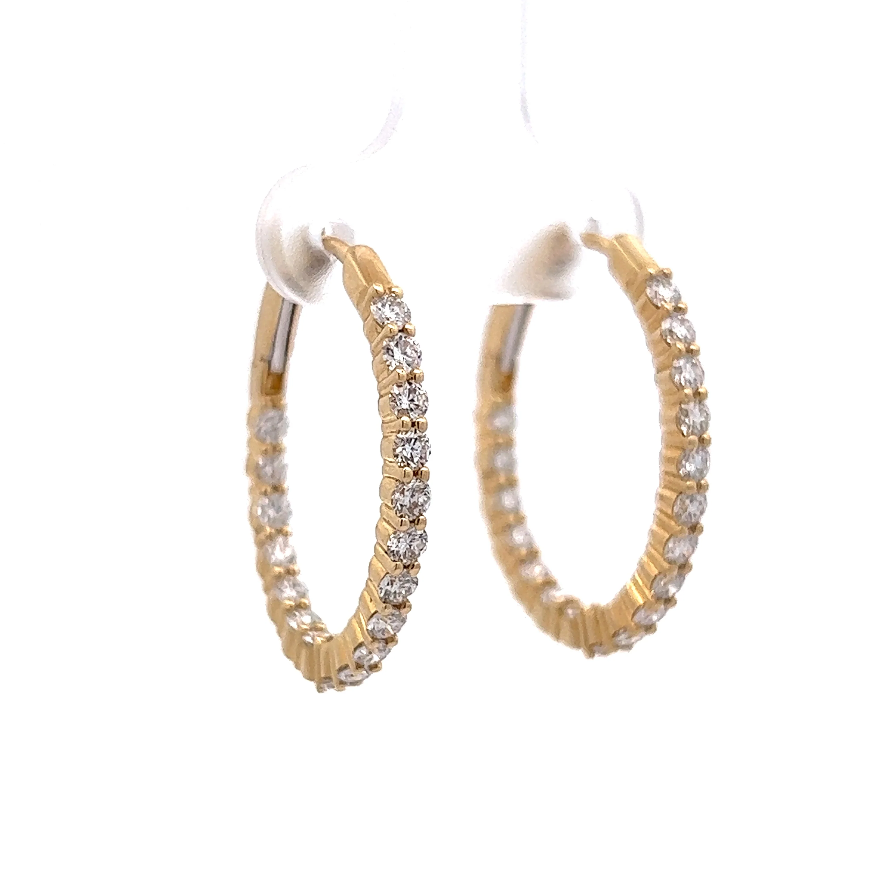 1.52 Diamond Hoop Earrings in 14k Yellow Gold - Image 3