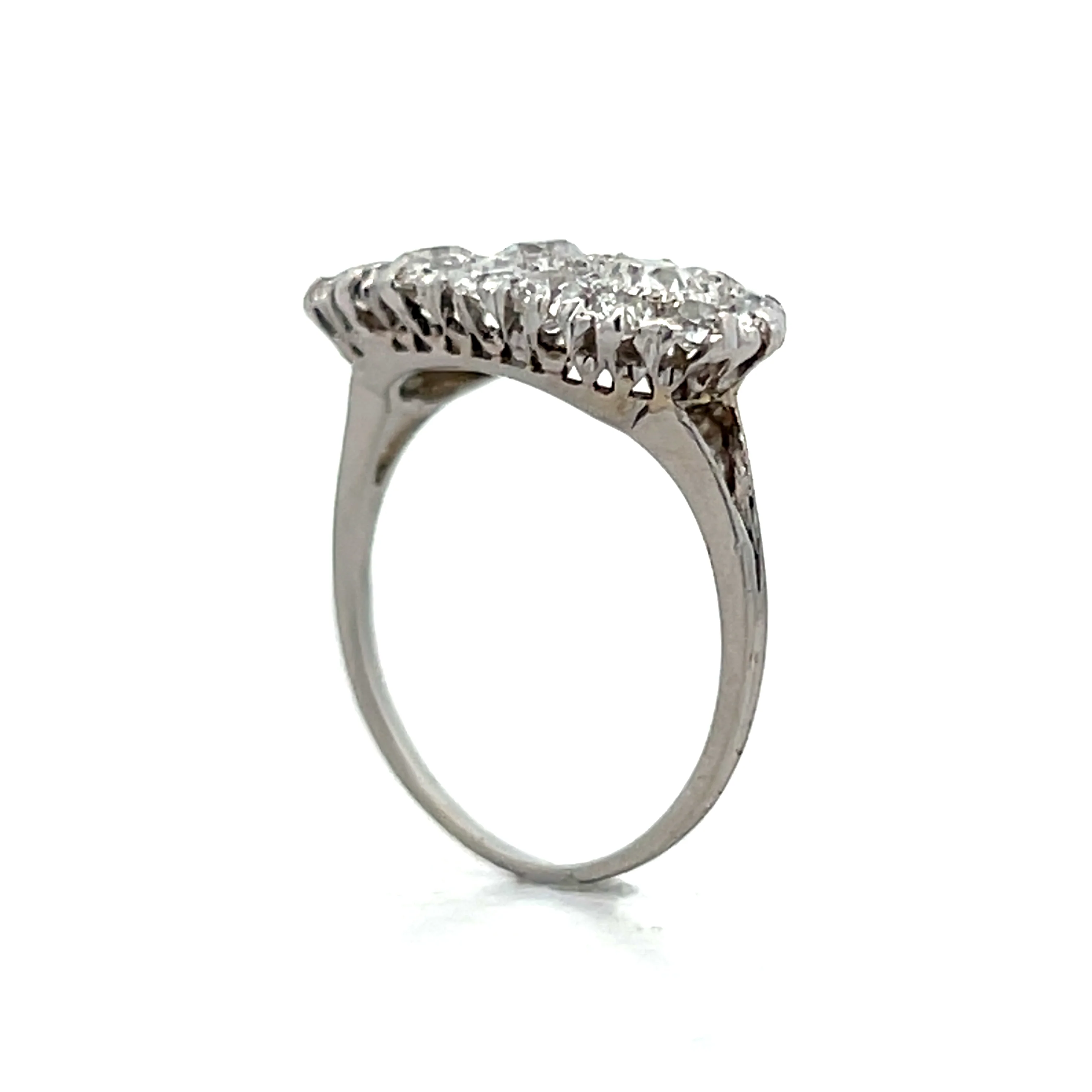 1.53 Antique Edwardian Diamond Cluster Ring Platinum - Image 5