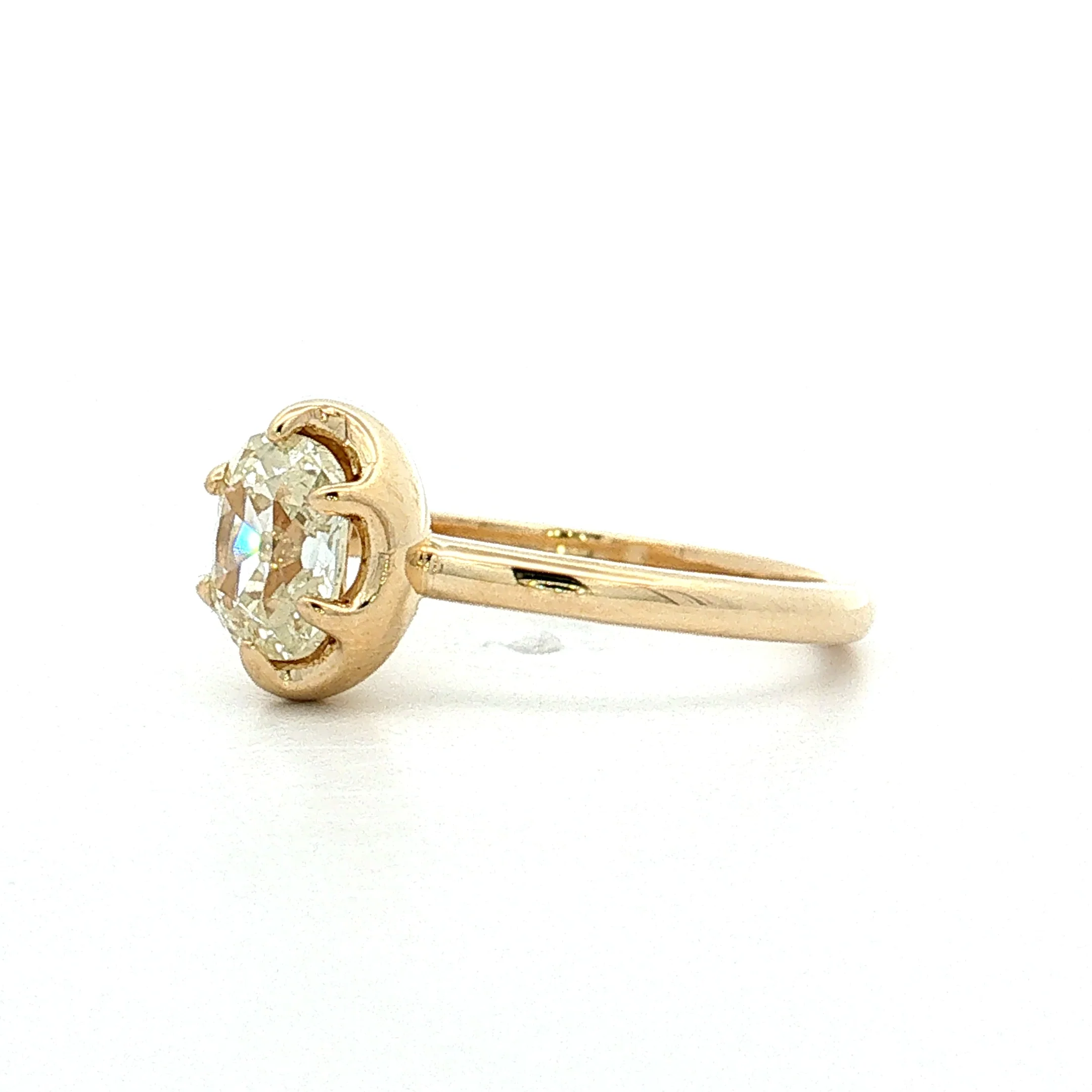 1.53 Old Mine Cushion Diamond Engagement Ring 14k - Image 2