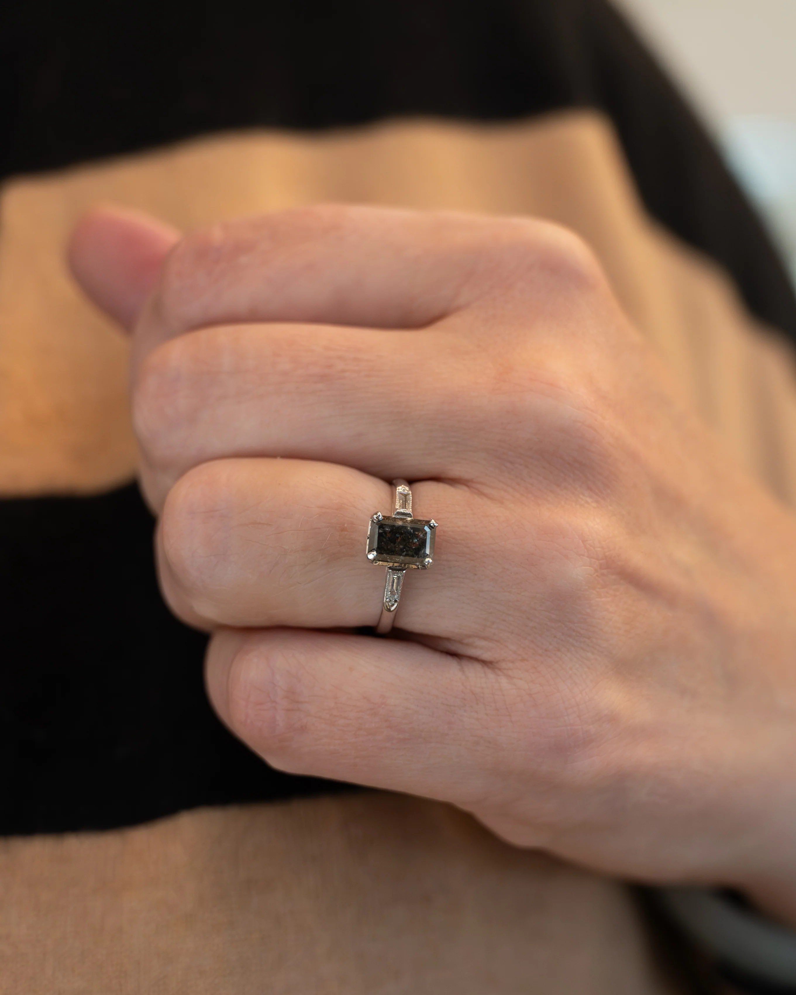 1.53 Salt & Pepper Diamond Engagement Ring Platinum - Image 7