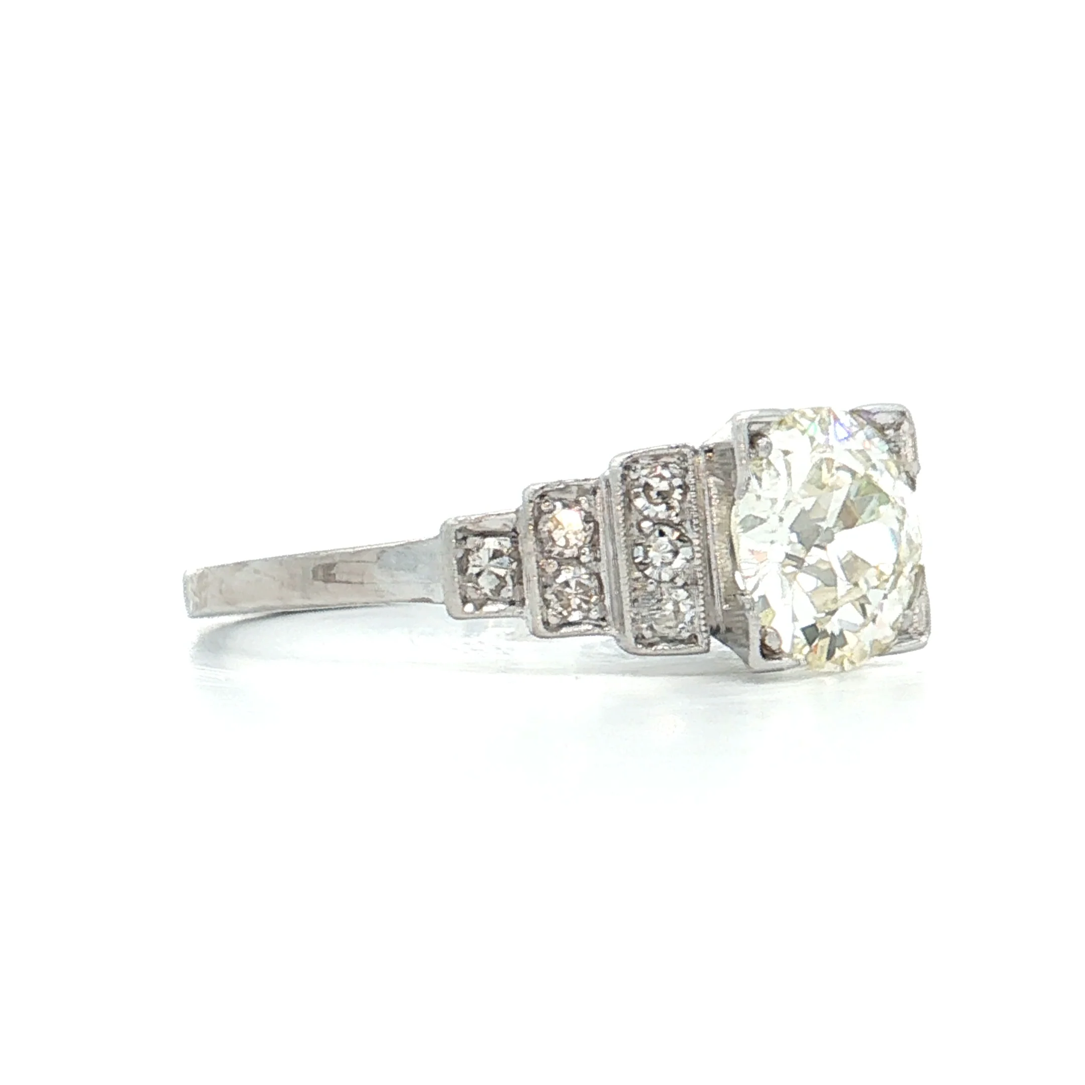 1.53 Vintage GIA Euro Diamond Engagement Ring Platinum - Image 3