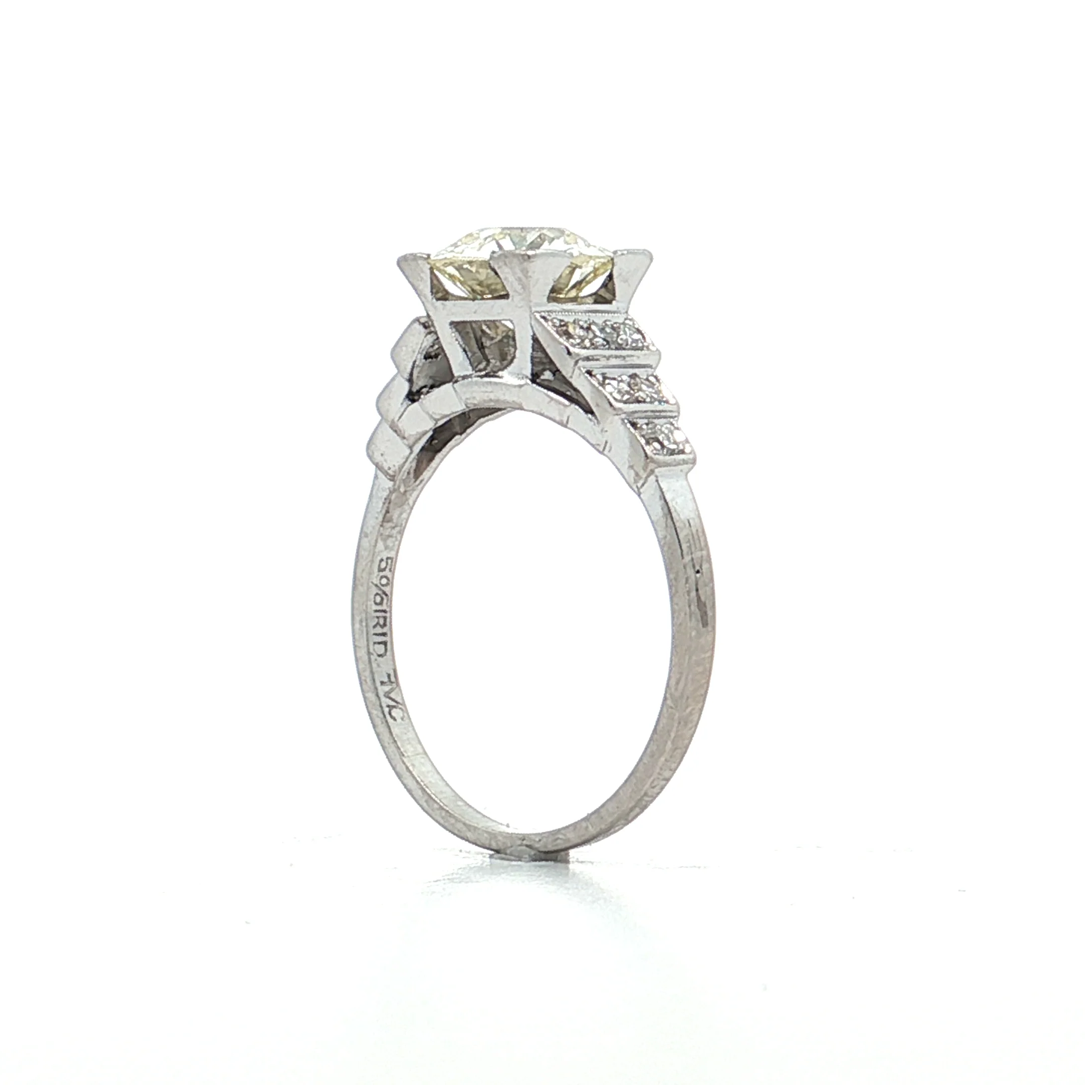 1.53 Vintage GIA Euro Diamond Engagement Ring Platinum - Image 5