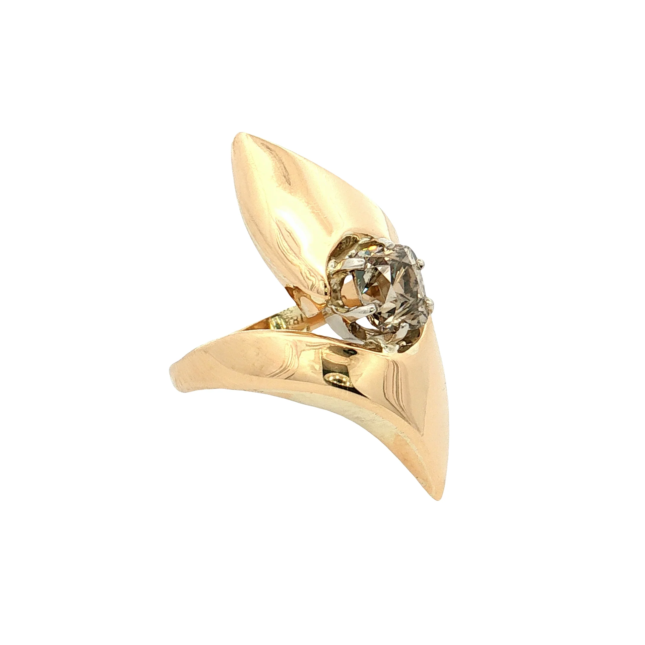 1.54 Antique Cushion Diamond Cocktail Ring 18k - Image 3