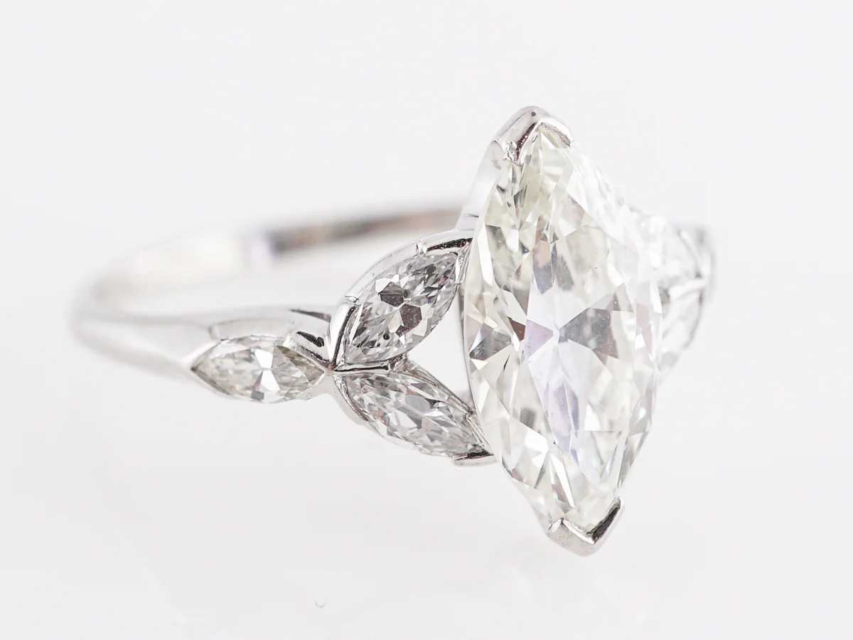 1.54 Art Deco Marquise Diamond Engagement Ring in Platinum - Image 3