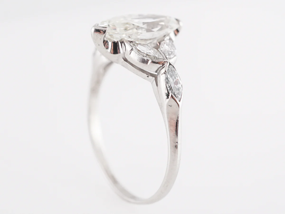 1.54 Art Deco Marquise Diamond Engagement Ring in Platinum - Image 4