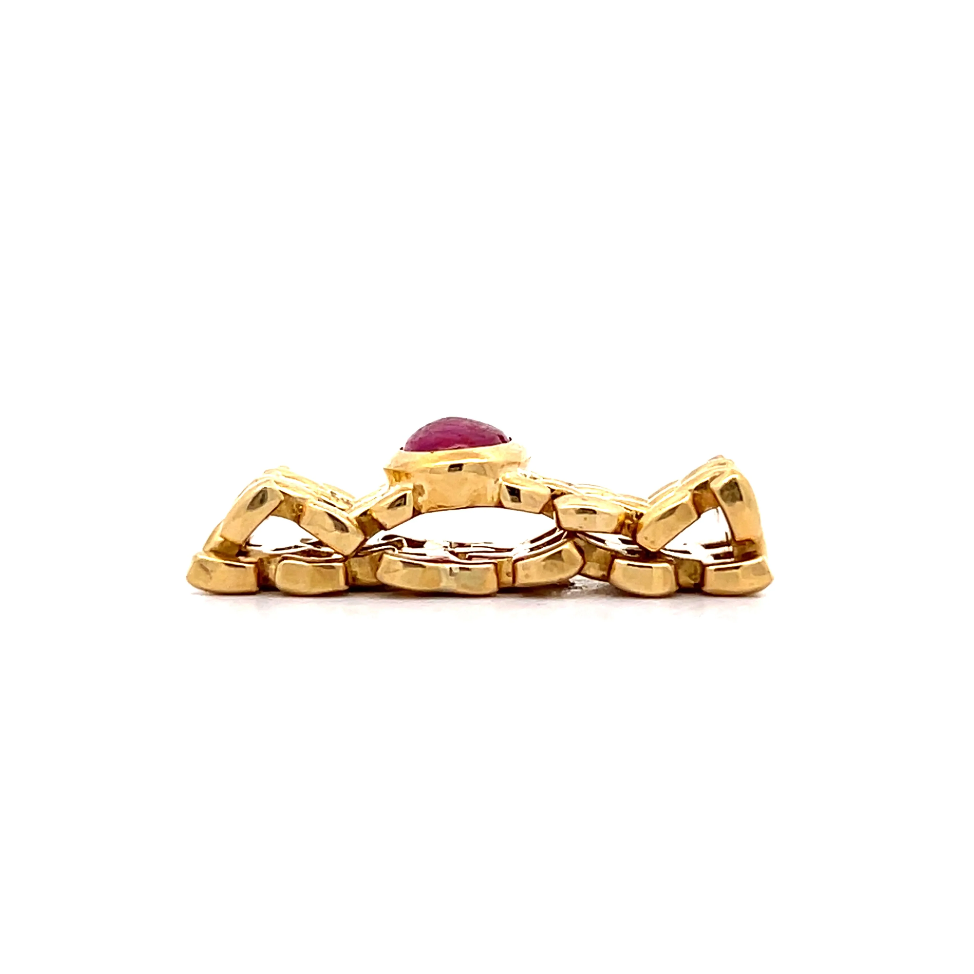 1.54 Flexible Cabochon Ruby Ring in 14k Yellow Gold - Image 4