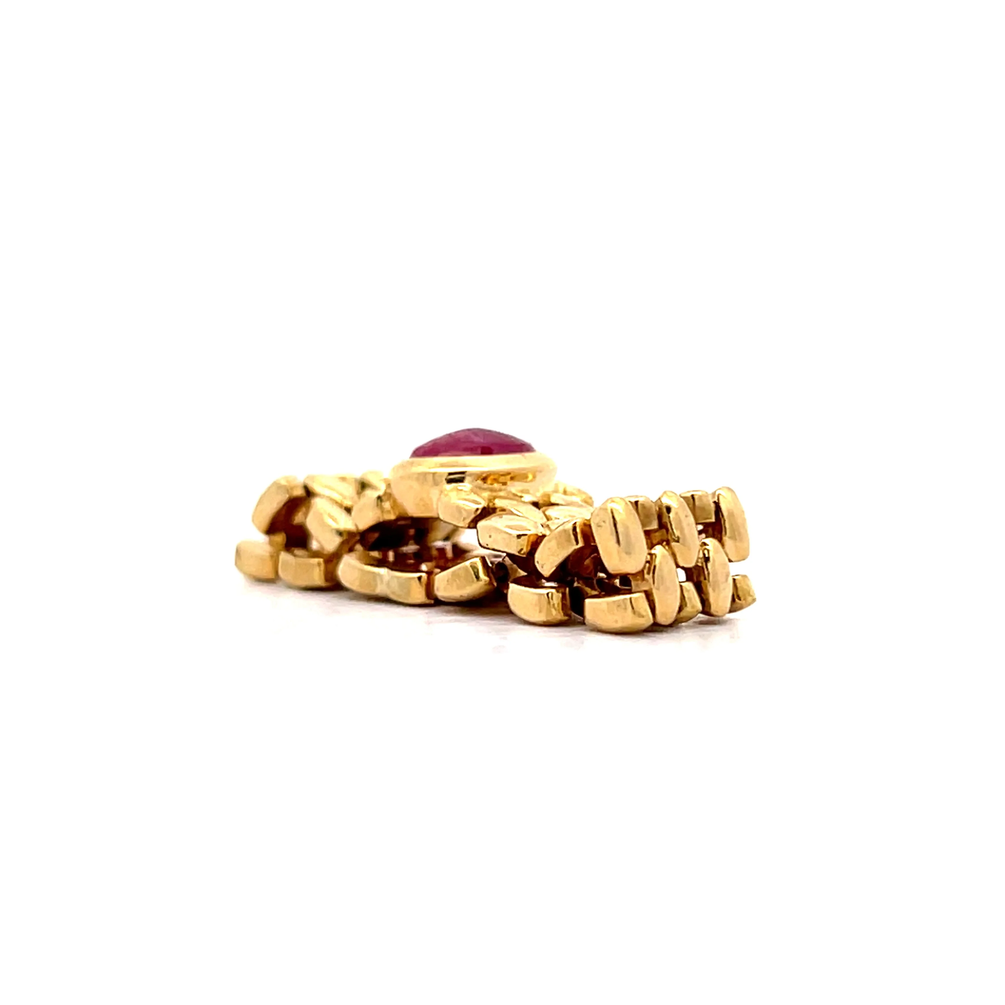 1.54 Flexible Cabochon Ruby Ring in 14k Yellow Gold - Image 5