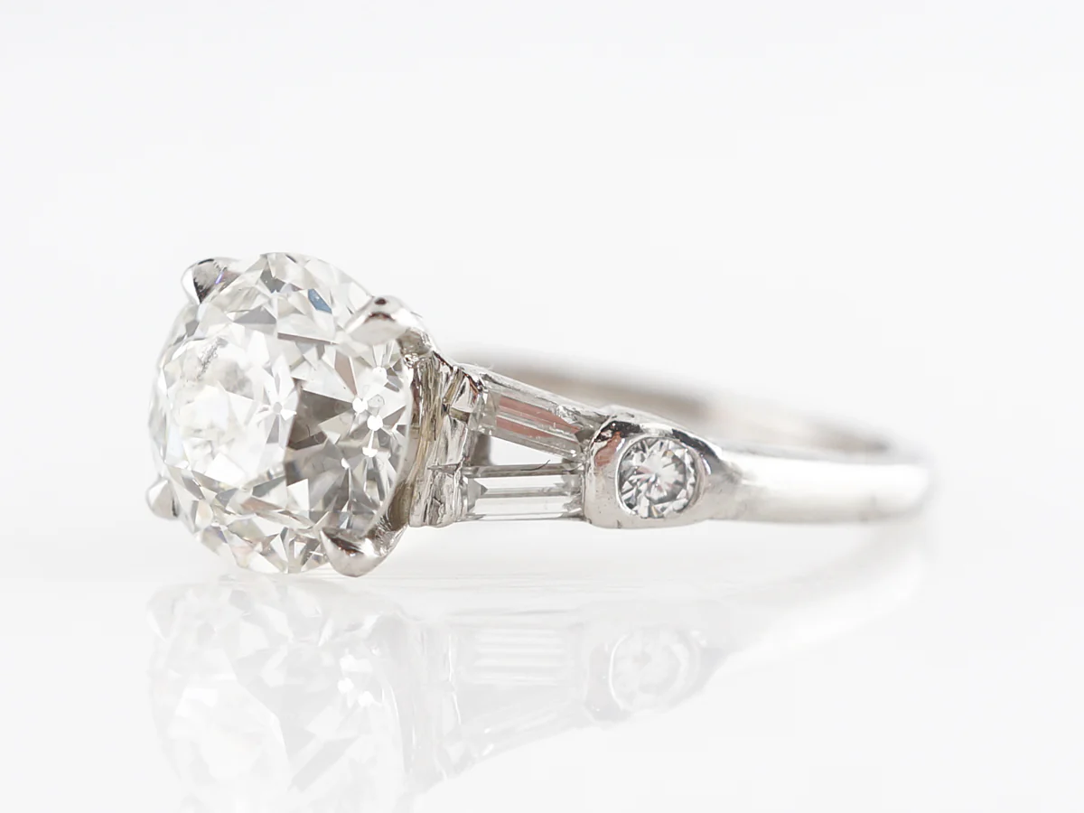 1.54 Old European Diamond Engagement Ring in Platinum - Image 2