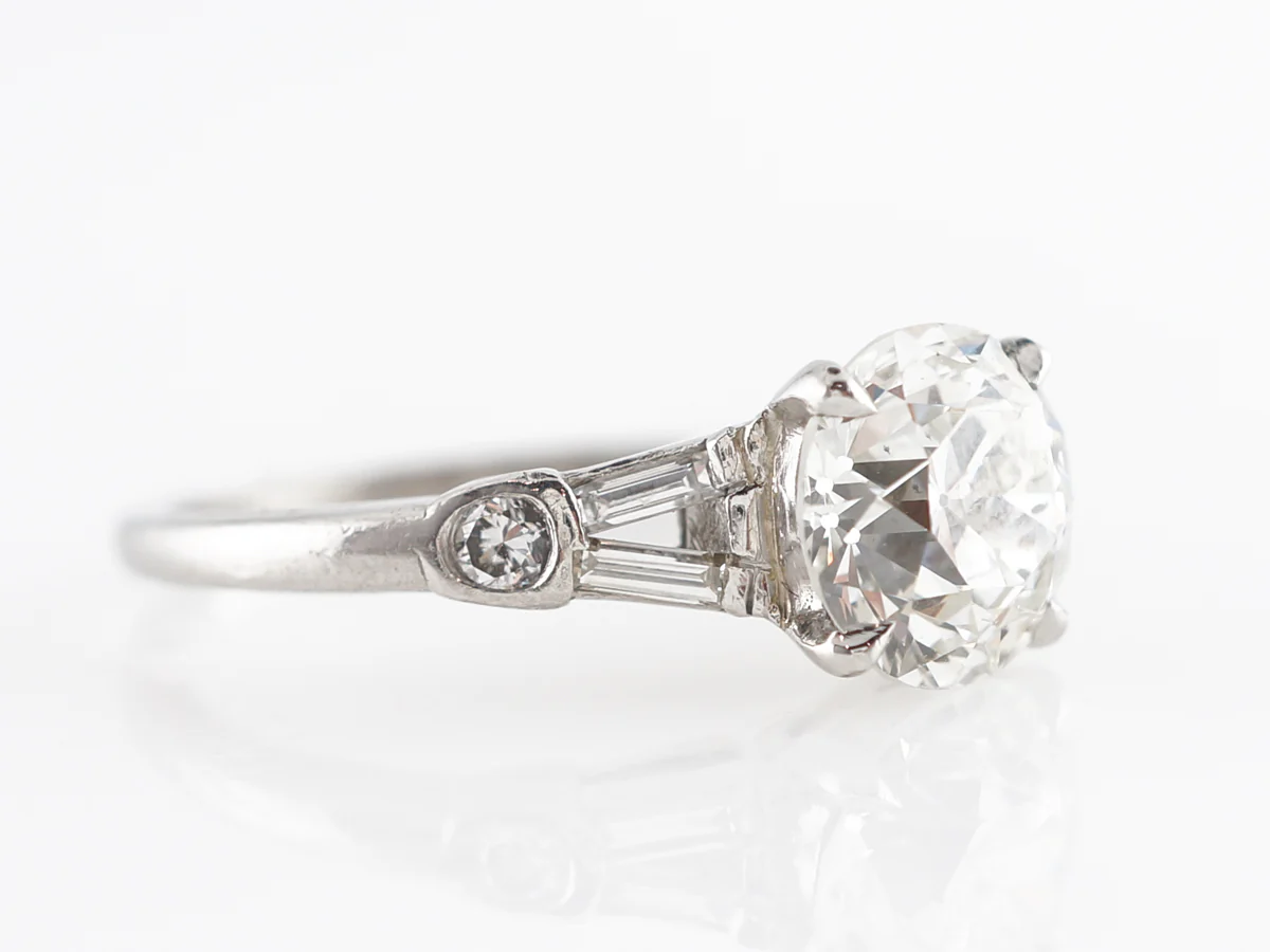 1.54 Old European Diamond Engagement Ring in Platinum - Image 3