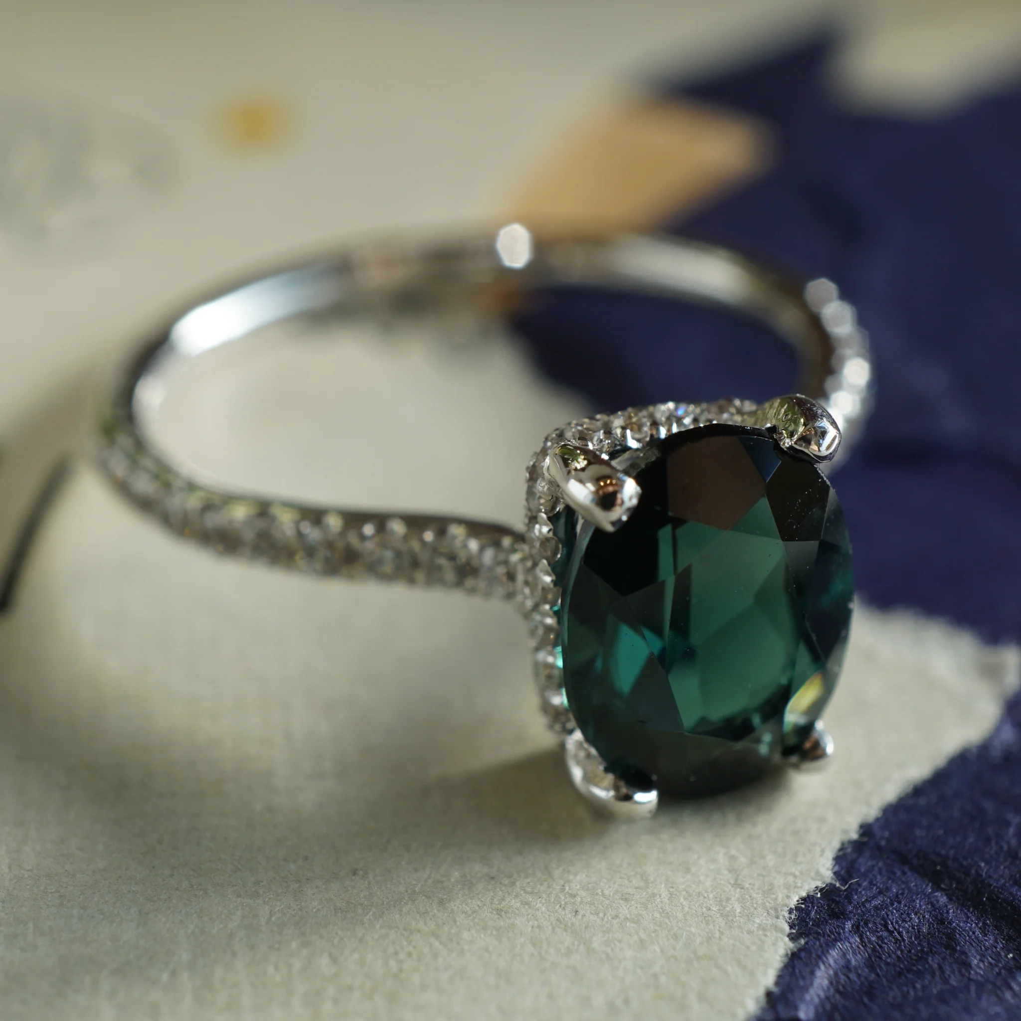 1.54 Oval Cut Tourmaline Engagement Ring in 14k White Gold - Image 6