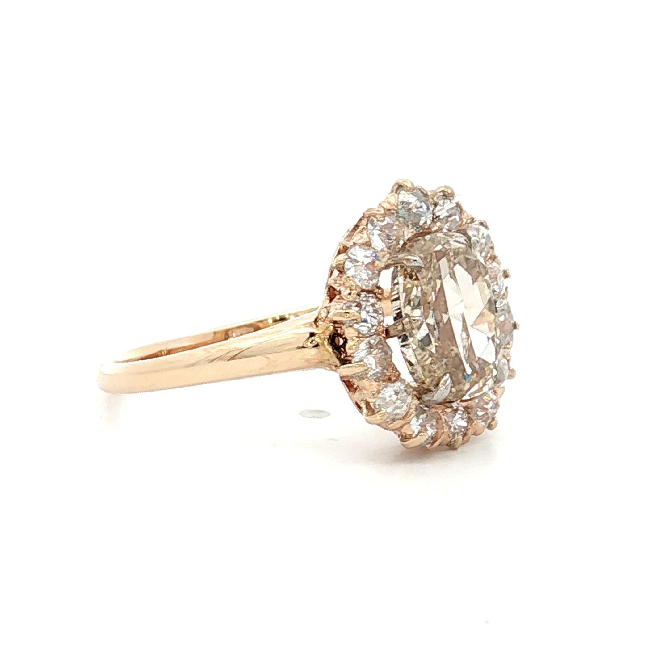 1.54 Victorian Rose Cut Diamond Halo Engagement Ring - Image 3
