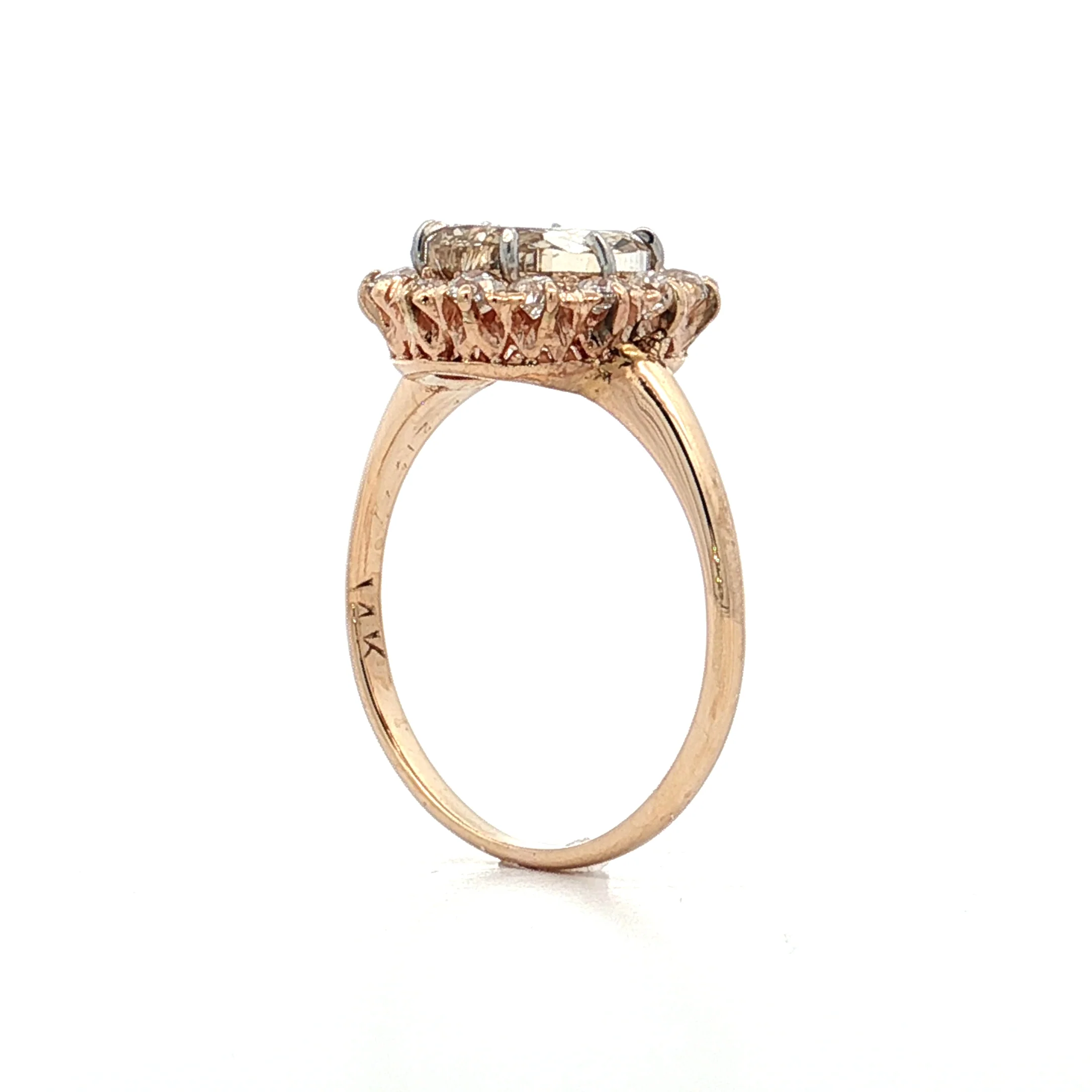 1.54 Victorian Rose Cut Diamond Halo Engagement Ring - Image 5