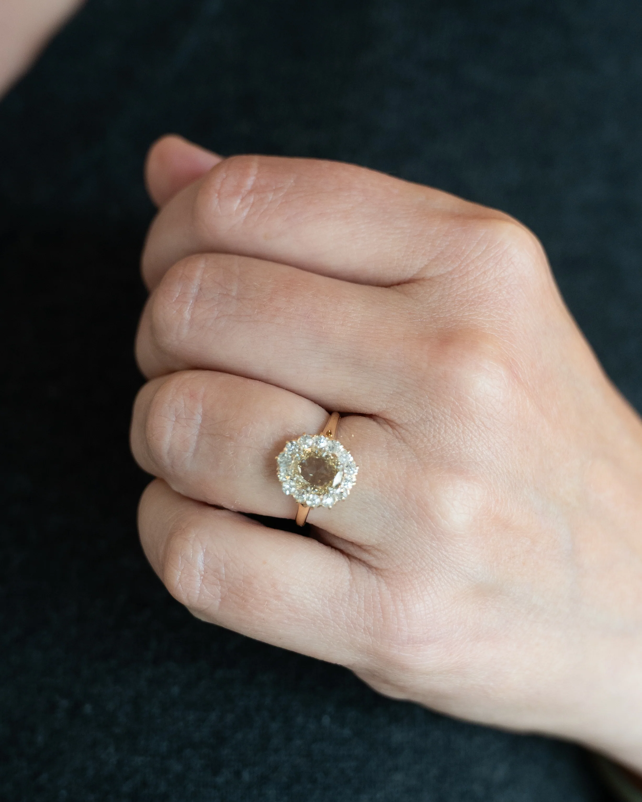 1.54 Victorian Rose Cut Diamond Halo Engagement Ring - Image 6