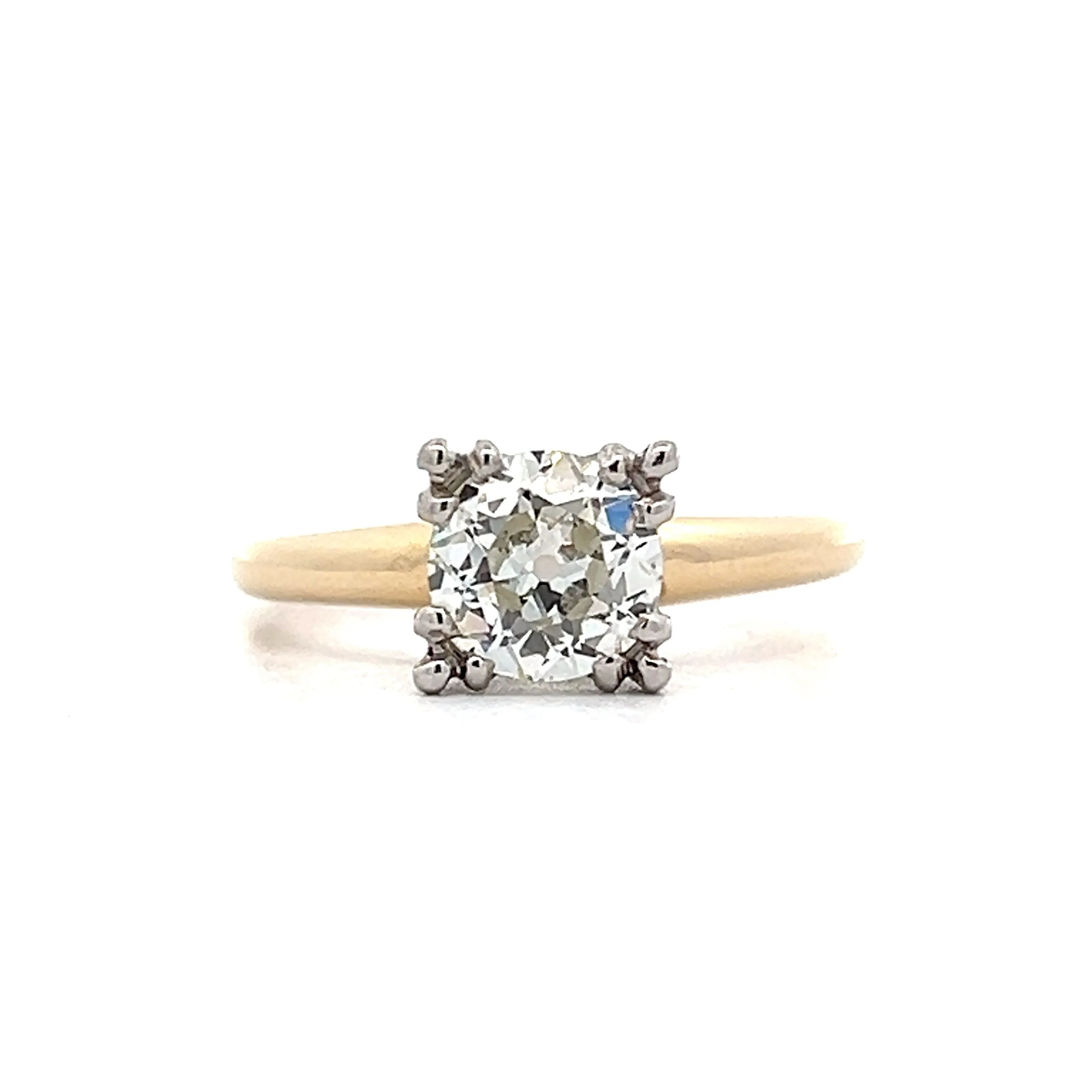 1.54 Retro Diamond Solitaire Engagement Ring in 14k Yellow & White Gold